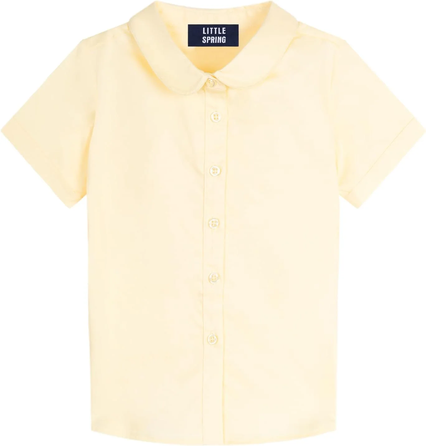 پیراهن دخترانه آستین کوتاه یقه پیتر پن دکمه دار