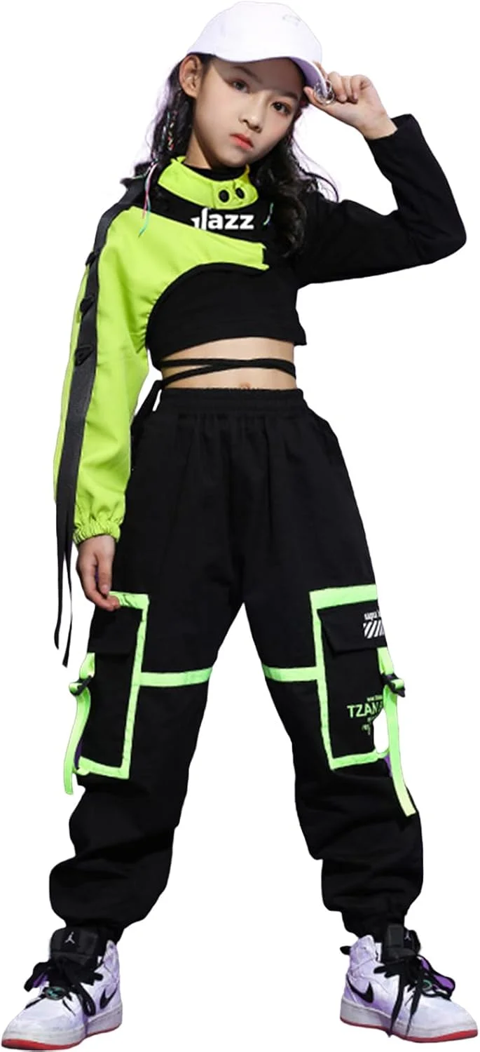 لباس هیپ هاپ دخترانه LOLANTA، لباس رقص جاز نوجوانان، نیم تنه، شلوار کارگو، ست لباس