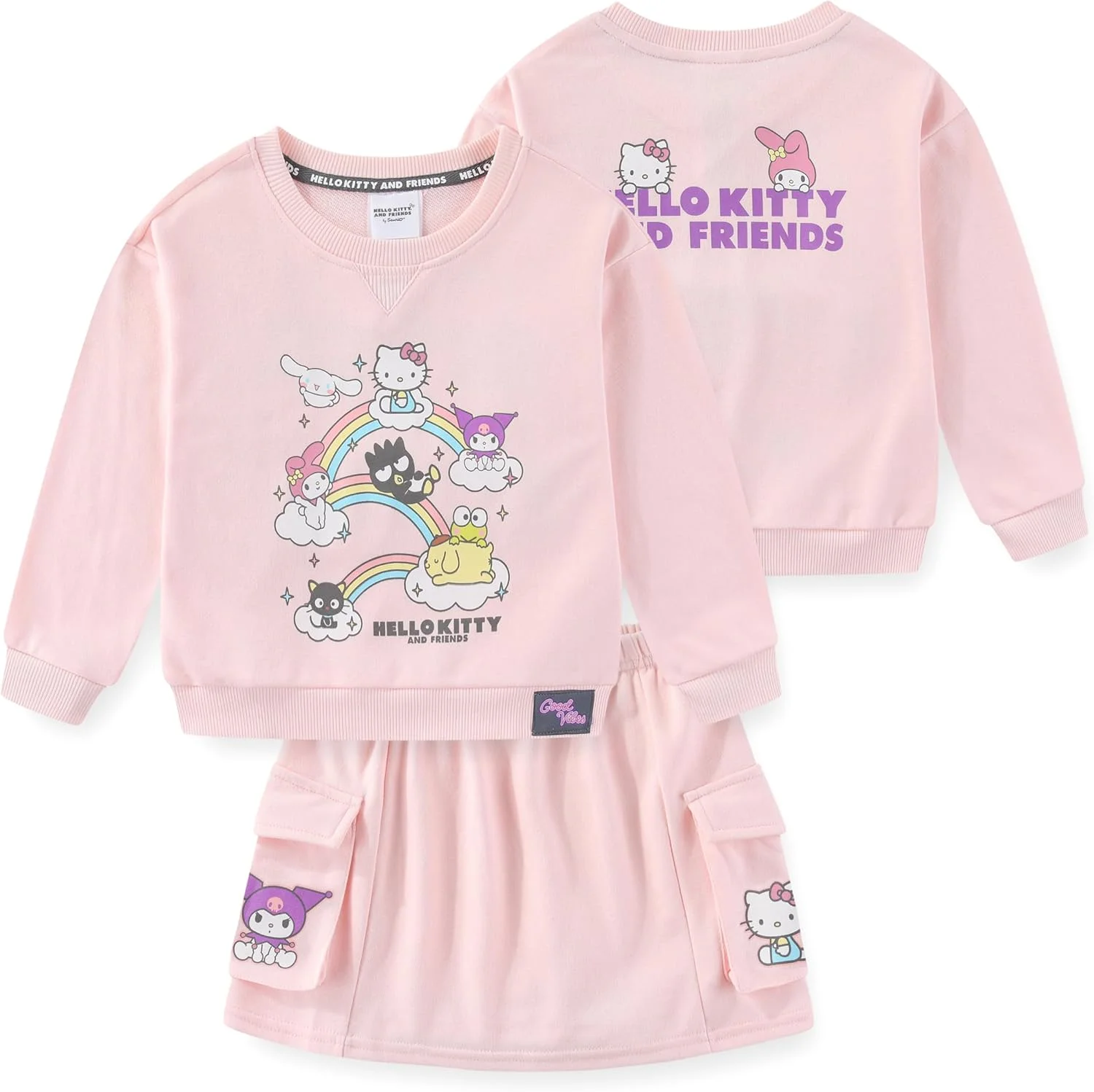 ست دو تکه بلوز و دامن شلواری فرنچ تری Hello Kitty & Friends Sanrio برای دختران نوجوان