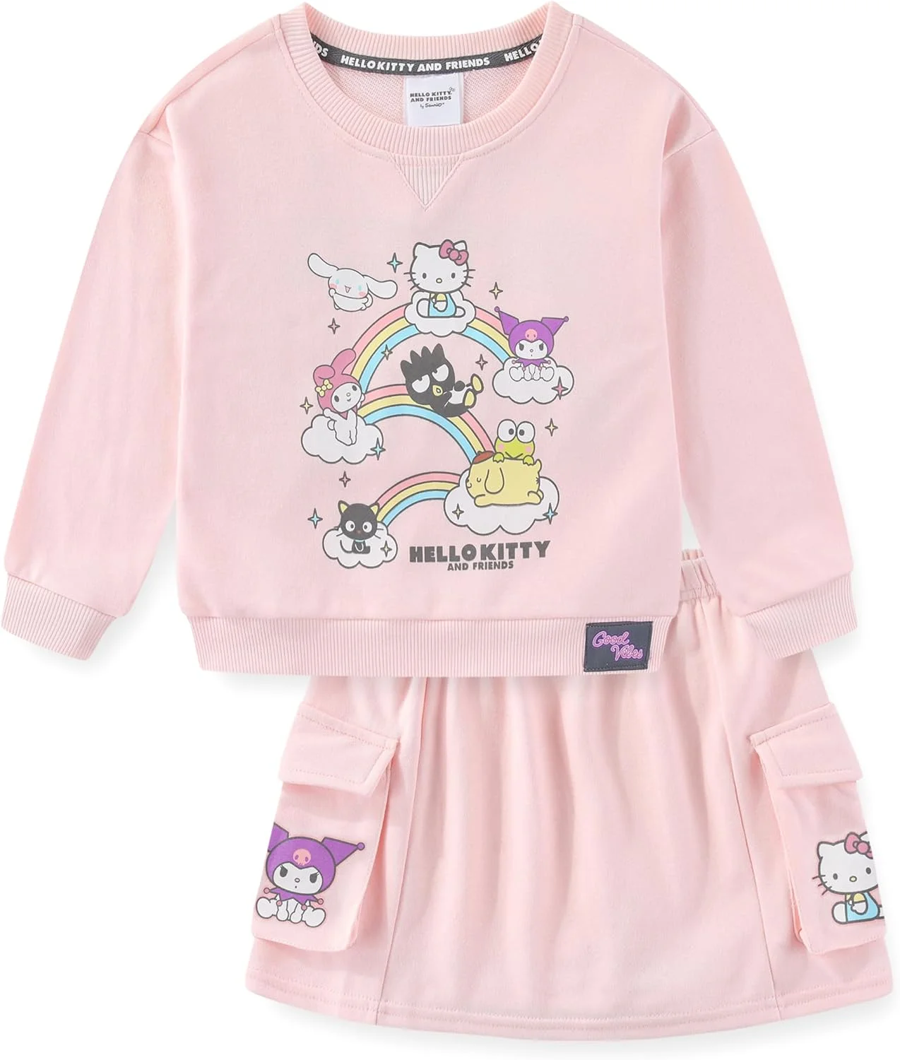 ست دو تکه بلوز و دامن شلواری فرنچ تری Hello Kitty & Friends Sanrio برای دختران نوجوان