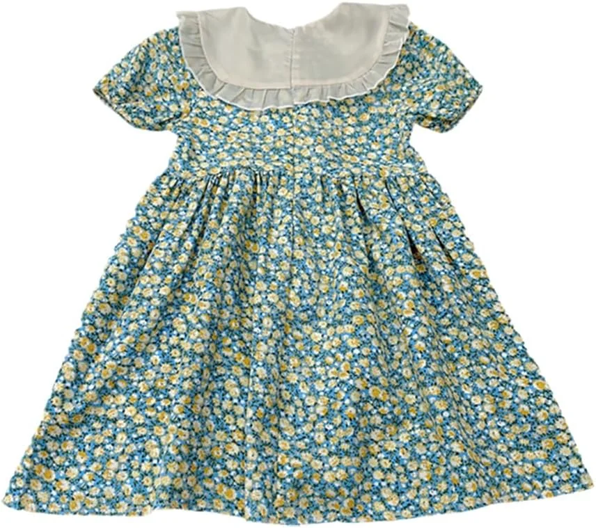 لباس دخترانه بدون آستین طرح گلدار Motteecity، سرمه ای، سایز 3T