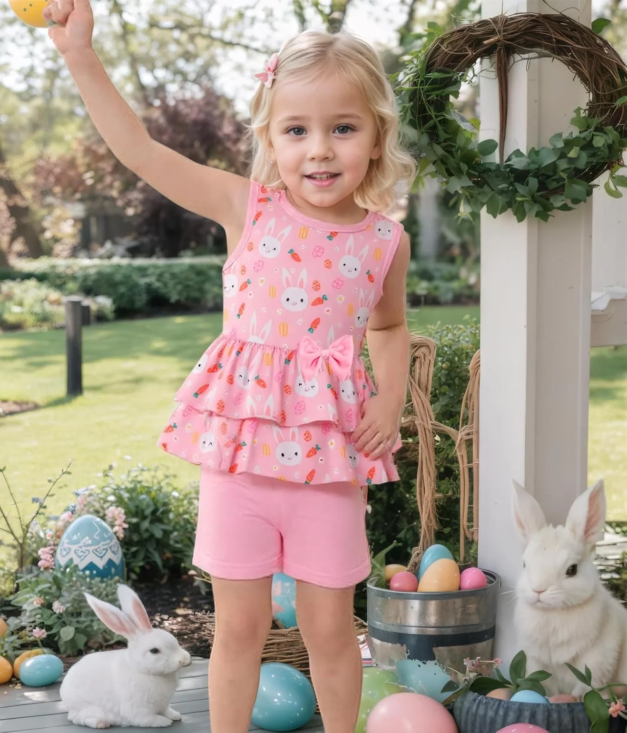 ست لباس دو تکه دخترانه Zarmfly، تاپ بدون آستین پاپیونی و شورت، لباس های زیبا برای دختران نوپا ست لباس دو تکه دخترانه Zarmfly، تاپ بدون آستین پاپیونی و شورت، لباس های زیبا برای دختران نوپا