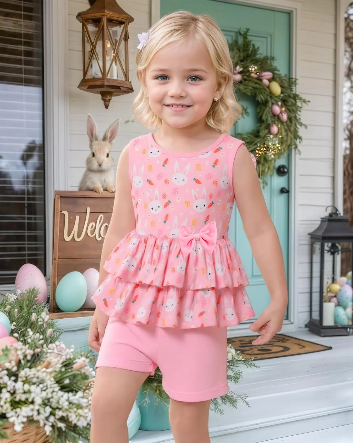 ست لباس دو تکه دخترانه Zarmfly، تاپ بدون آستین پاپیونی و شورت، لباس های زیبا برای دختران نوپا ست لباس دو تکه دخترانه Zarmfly، تاپ بدون آستین پاپیونی و شورت، لباس های زیبا برای دختران نوپا