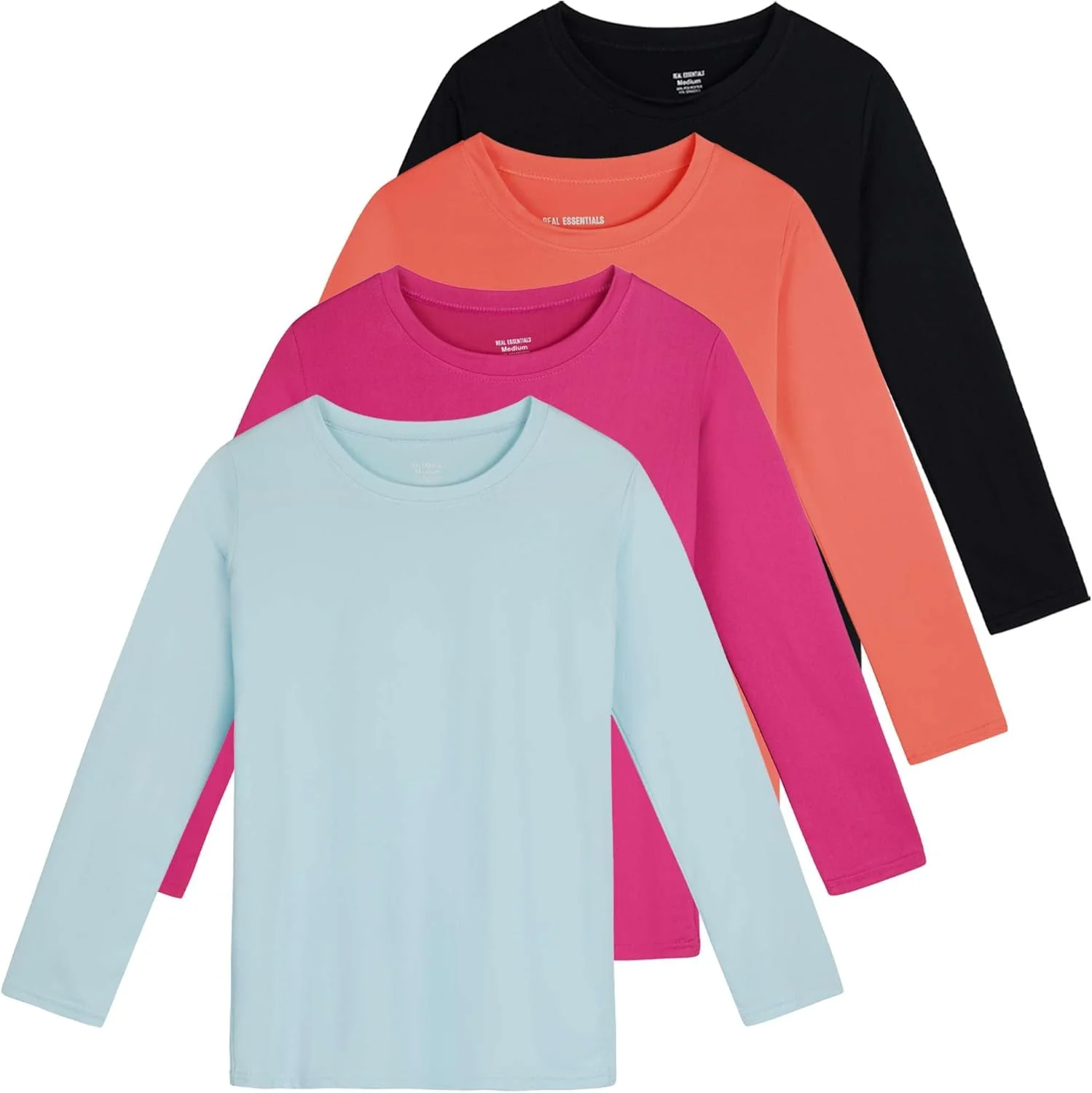 بسته چهارتایی تیشرت آستین بلند دخترانه با فناوری درای-فیت - فوق العاده نرم بسته چهارتایی تیشرت آستین بلند دخترانه با فناوری درای-فیت - فوق العاده نرم