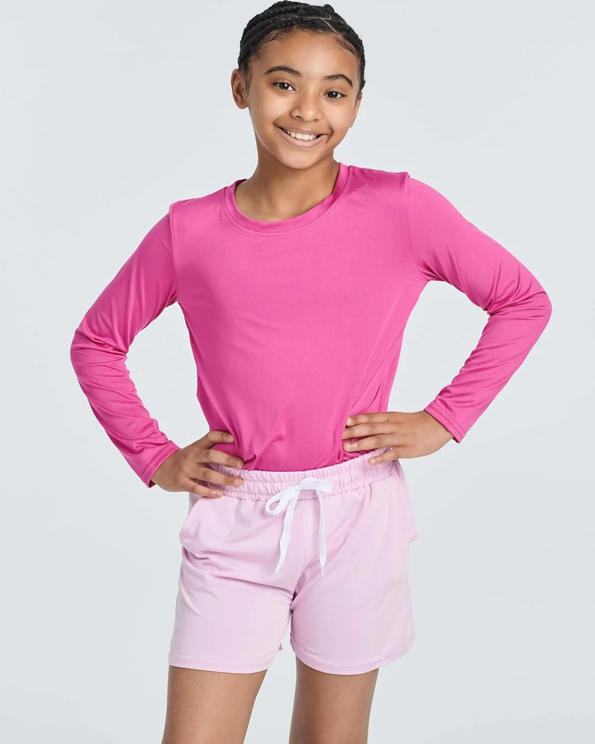 بسته چهارتایی تیشرت آستین بلند دخترانه با فناوری درای-فیت - فوق العاده نرم