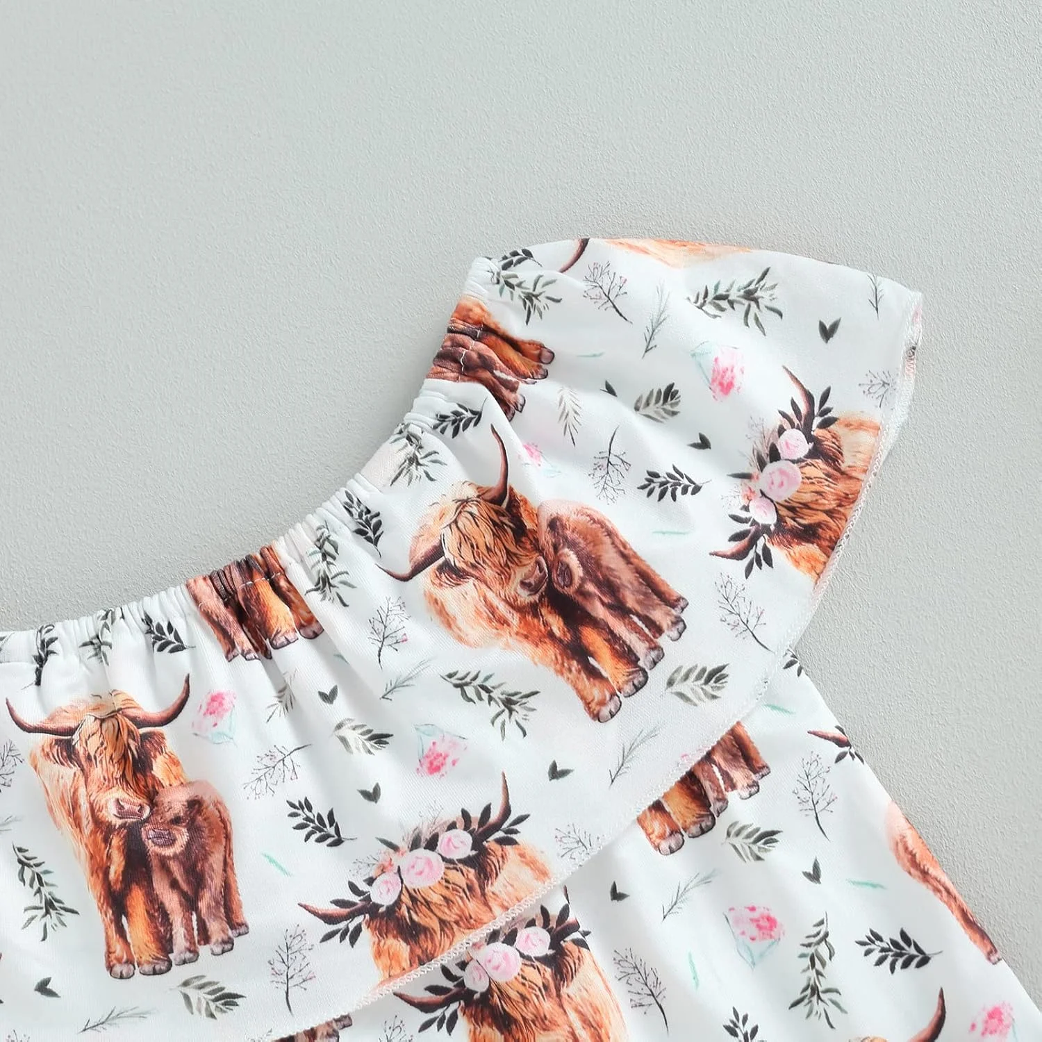 ست لباس تابستانی دخترانه Ledy Champswiin، تی‌شرت گل‌دار + شلوارک جین، مناسب سایزهای ۱ تا ۶ سال