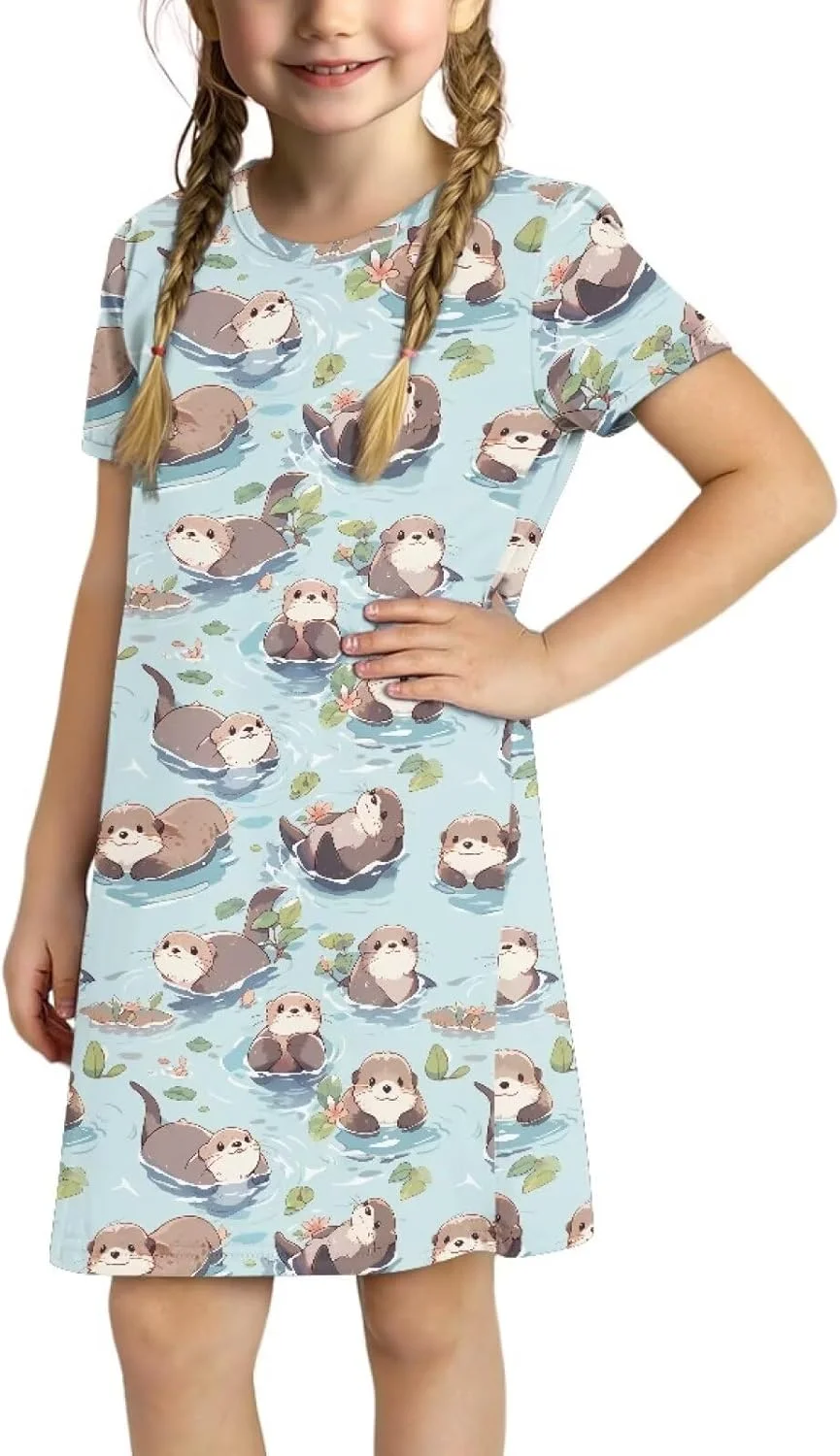 لباس آستین کوتاه تابستانی دخترانه Yruonazao با جیب