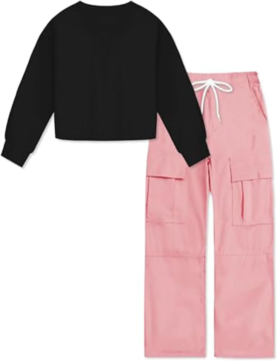 ست لباس دخترانه دو تکه Betusline، شامل شلوار کارگو و تاپ بلوز آستین بلند، مناسب سایز 4T تا 14 سال ست لباس دخترانه دو تکه Betusline، شامل شلوار کارگو و تاپ بلوز آستین بلند، مناسب سایز 4T تا 14 سال