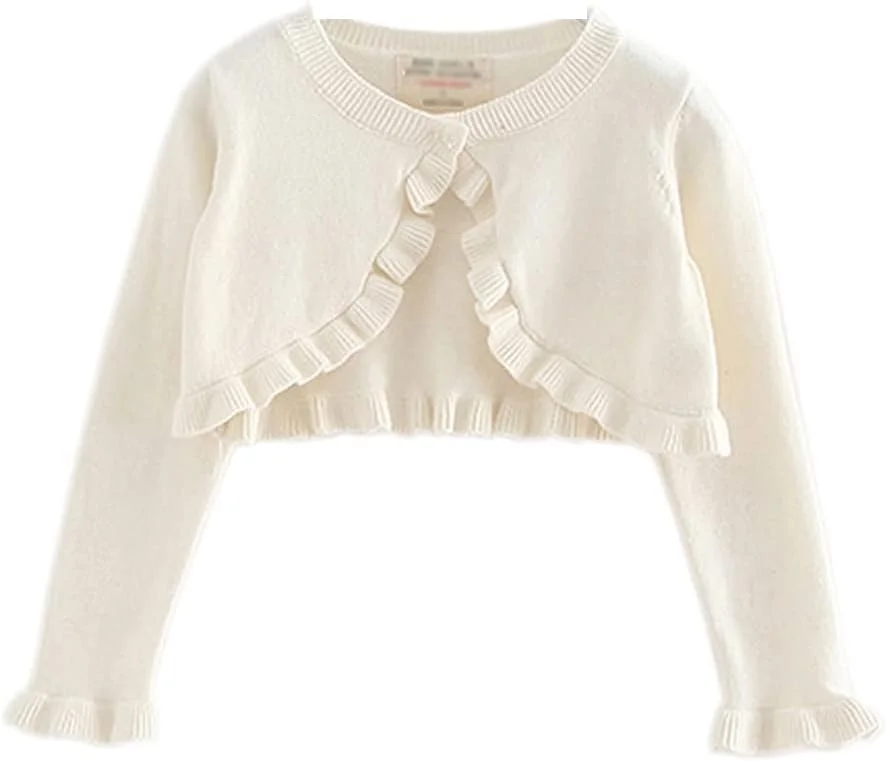 لباس دخترانه بچه گانه Alunsito، ژاکت بولرو آستین بلند، شانه پوش رنگ ثابت، ژاکت بافتنی، پوشش لباس پاییزی تابستانی، لباس بچه گانه