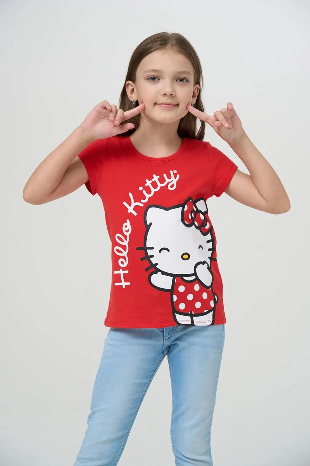 تی‌شرت آستین کوتاه دخترانه طرح هلو کیتی (بسته 3 عددی)