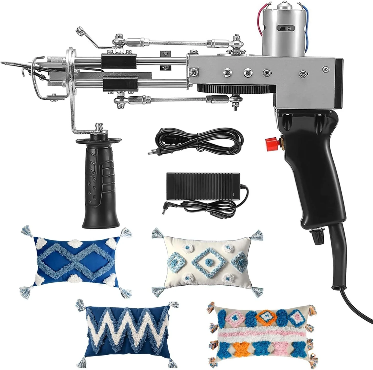 تفنگ برقی بافت فرش، دستگاه بافندگی فرش، دستگاه گله زنی، دستگاه گلدوزی صنعتی، دستگاه بافندگی برش پایل به همراه 4 عدد کوسن مراکشی تفنگ برقی بافت فرش، دستگاه بافندگی فرش، دستگاه گله زنی، دستگاه گلدوزی صنعتی، دستگاه بافندگی برش پایل به همراه 4 عدد کوسن مراکشی