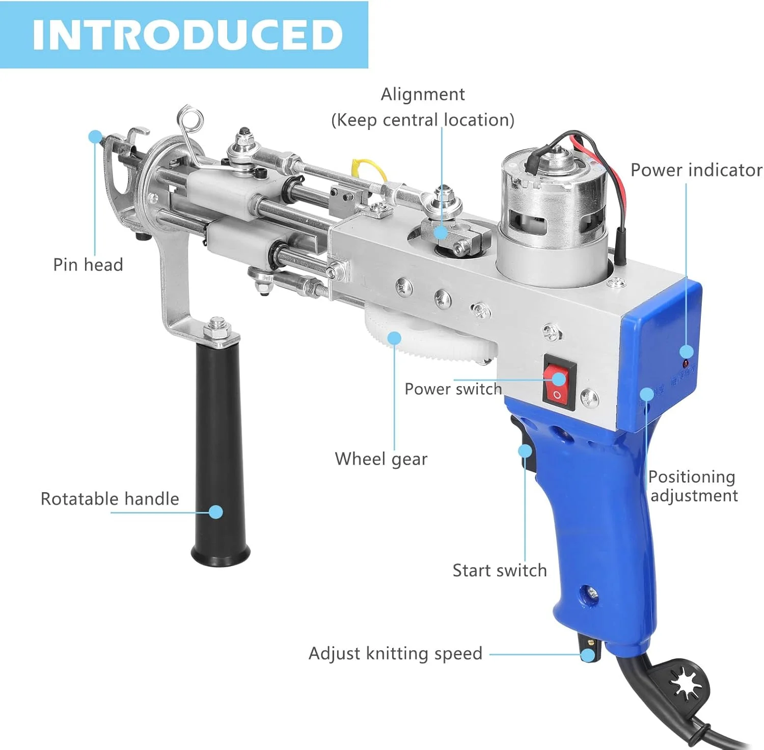 دستگاه برقی بافت فرش و قالیچه، دستگاه گله‌زنی حرفه‌ای، ابزار گلدوزی صنعتی، تجهیزات بافندگی لوپ-پایل