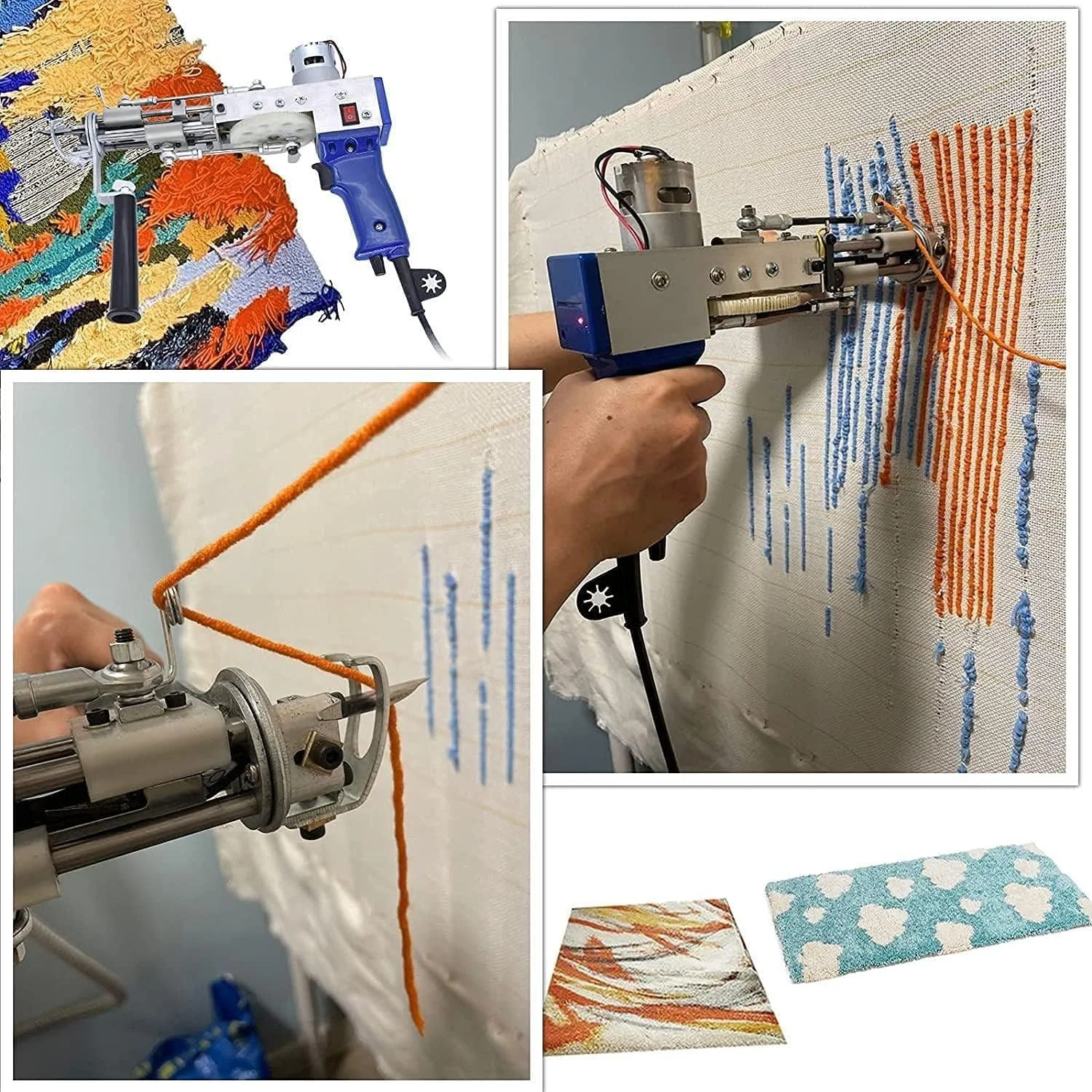 تفنگ تافتینگ، کیت تفنگ تافتینگ مدل دو کاره برش و حلقه، کیت استارتر دستگاه فرش بافی، دستگاه گله زنی برقی، دستگاه گلدوزی صنعتی دو در یک