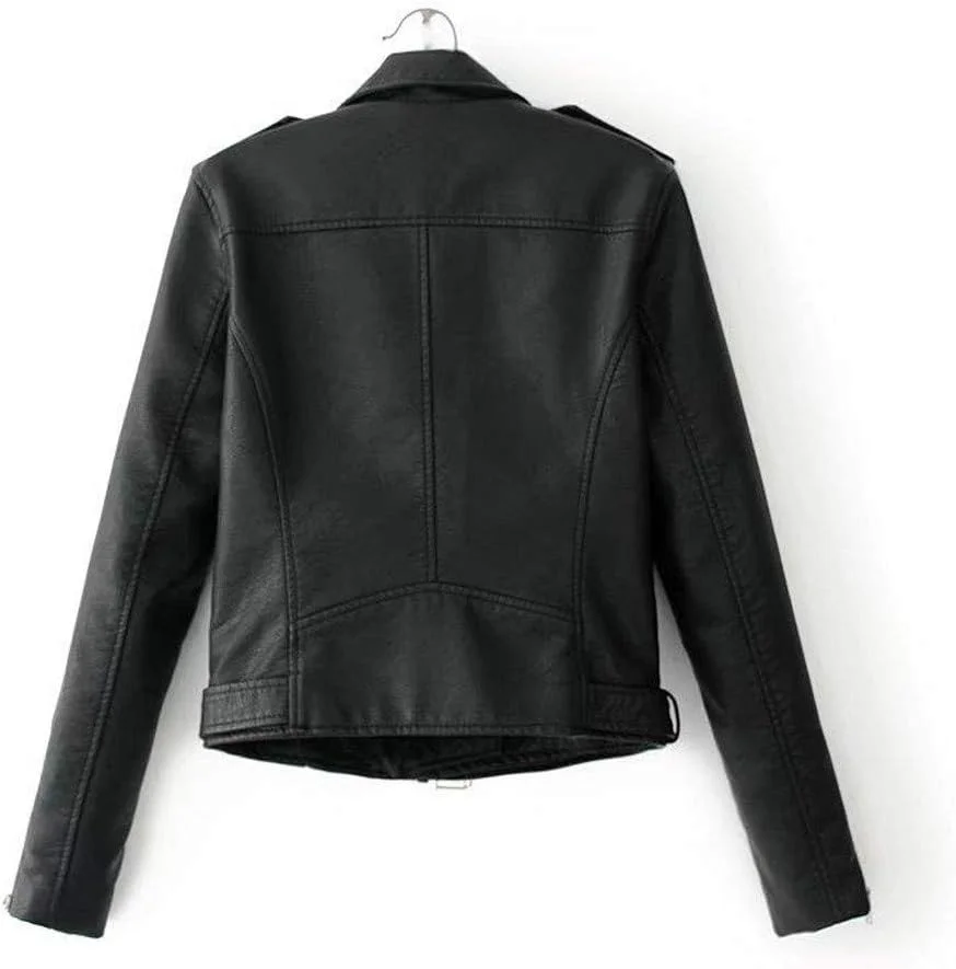 کت کوتاه زنانه یقه برگردان، ژاکت موتور سواری، ژاکت آستین بلند با جیب زیپی، کت اسپرت، سویشرت