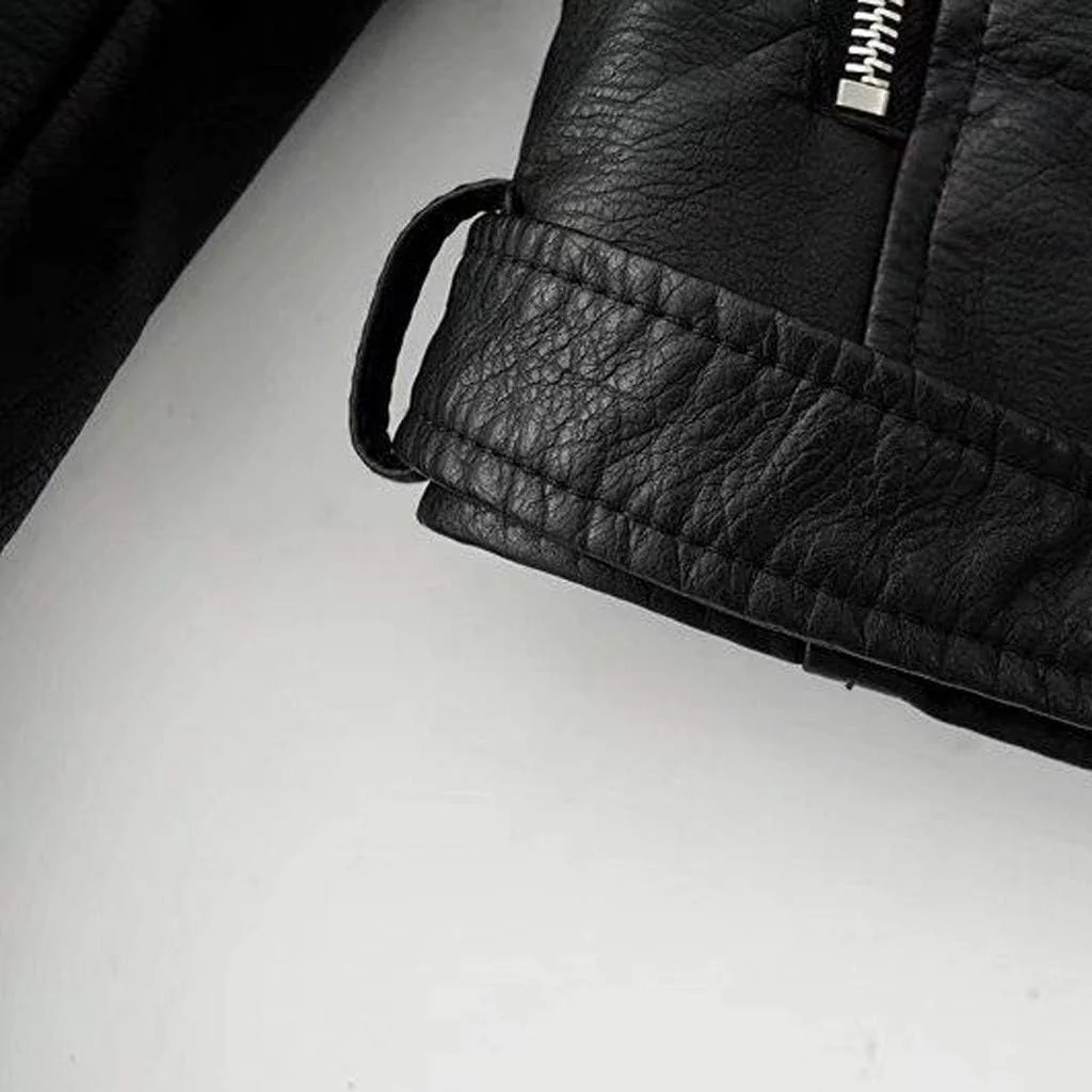 کت کوتاه زنانه یقه برگردان، ژاکت موتور سواری، ژاکت آستین بلند با جیب زیپی، کت اسپرت، سویشرت