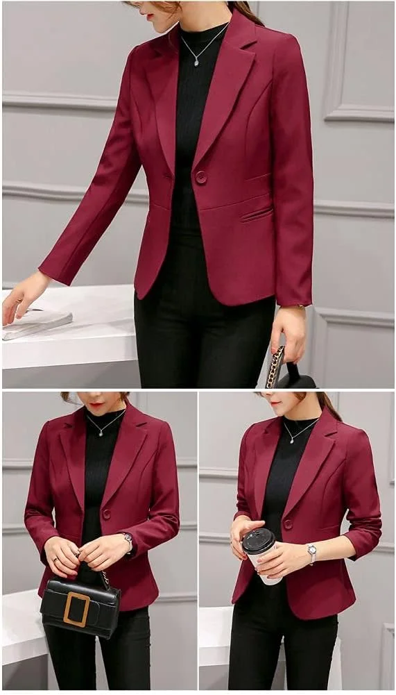 کت بلیزر زنانه قرمز، مناسب محیط کار، دارای جیب، کت تک خوش فرم