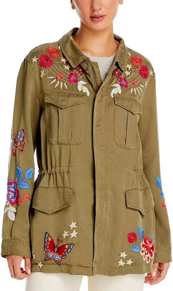 ژاکت نظامی زنانه جانی واز مدل میکا پاریس با بند کشی، ارتشی