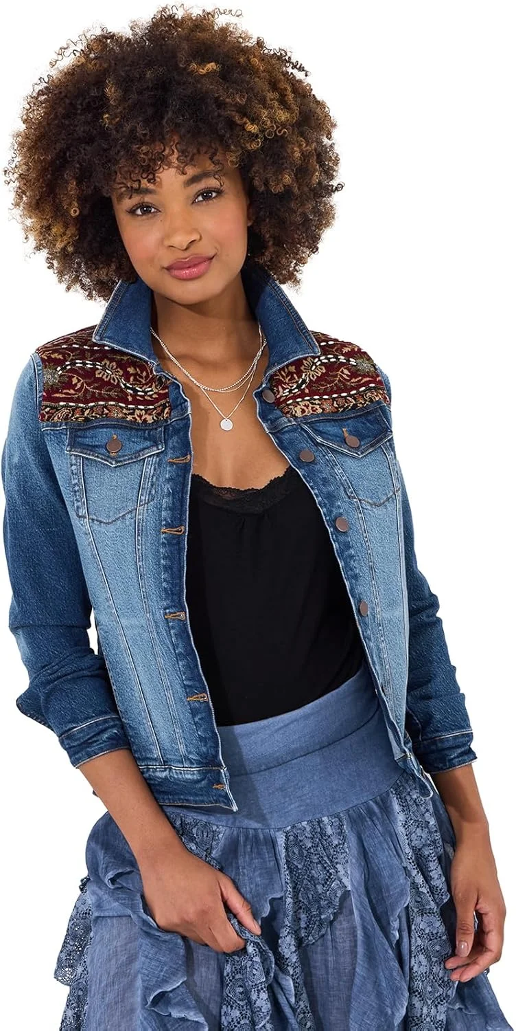 کت جین زنانه جو براونز با پنل پشتی مهره‌دوزی شده