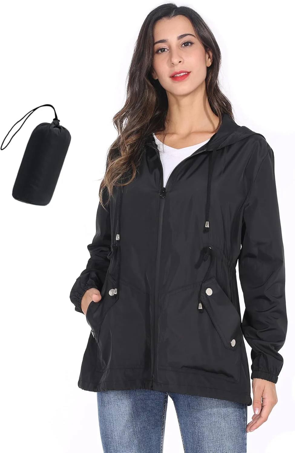 بارانی زنانه تاشو، ضدآب و سبک با کلاه، مناسب پیاده‌روی، مسافرت و فعالیت‌های فضای باز
