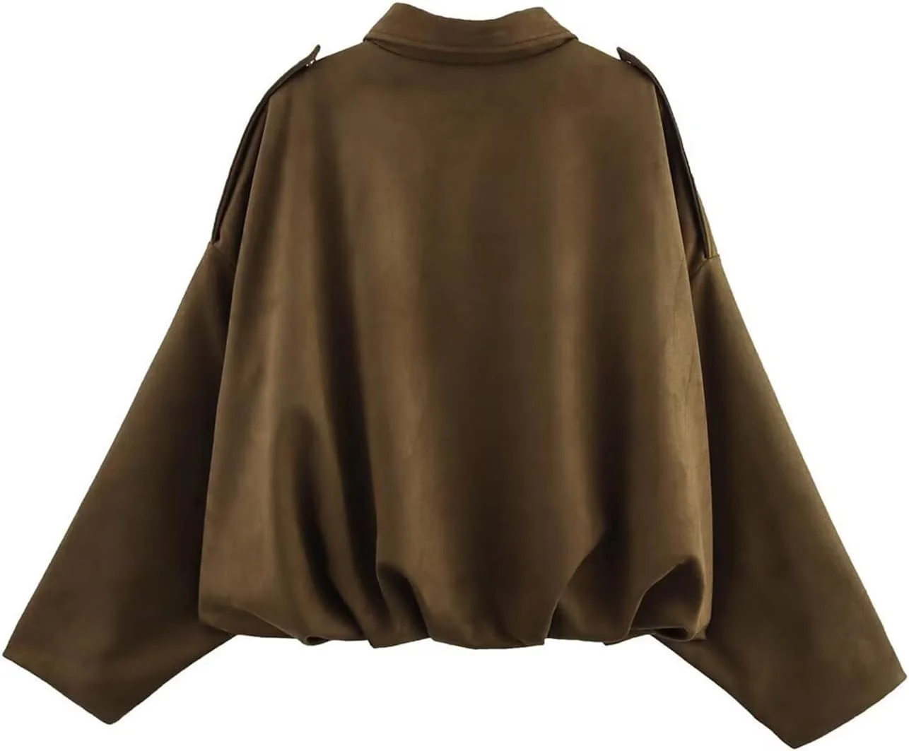 کت بمبر زنانه طرح جیر مصنوعی، آستین خفاشی بلند، زیپ دار، نیم تنه، مناسب استایل خیابانی