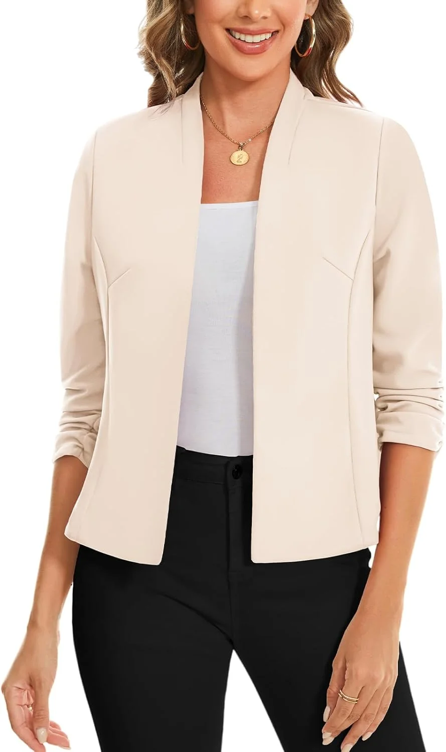 کت بلیزر جلوباز آستین سه ربع زنانه