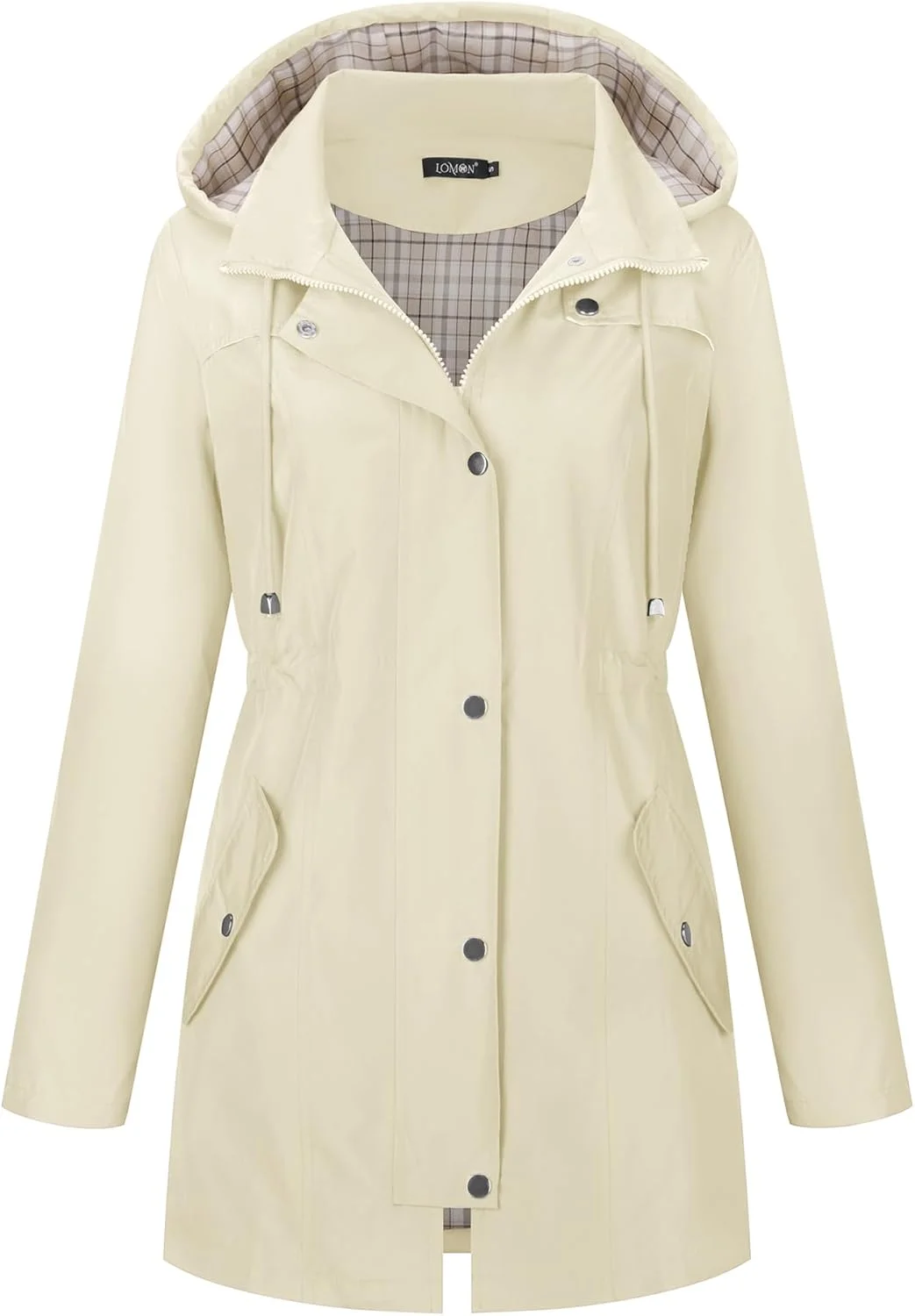 LOMON ژاکت بارانی زنانه، ژاکت های کلاه دار سبک وزن زنانه، کت های ترنچ آستر دار، ضد آب مناسب پیاده روی و فعالیت های فضای باز