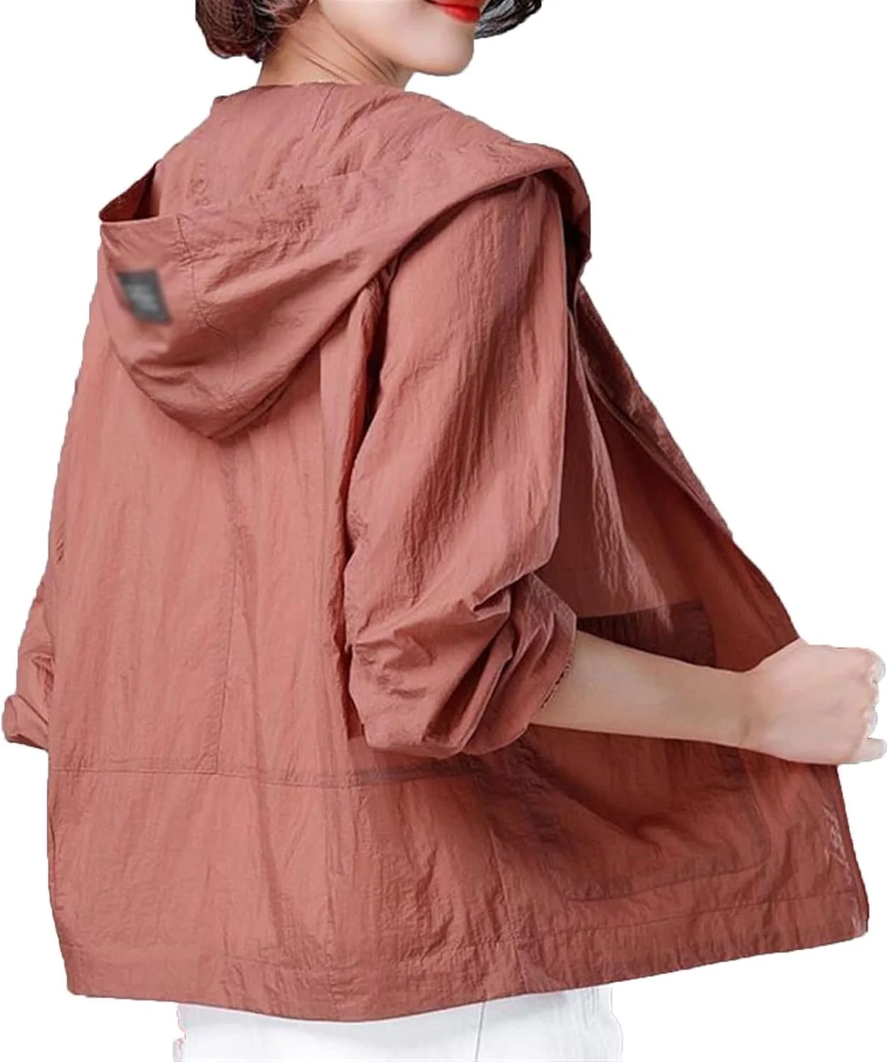 کت زنانه MEiiseoseo محافظت در برابر آفتاب، ژاکت تابستانی آستین بلند کلاه دار، تنفسی و بادگیر نازک (رنگ: آبی تیره، سایز: L)