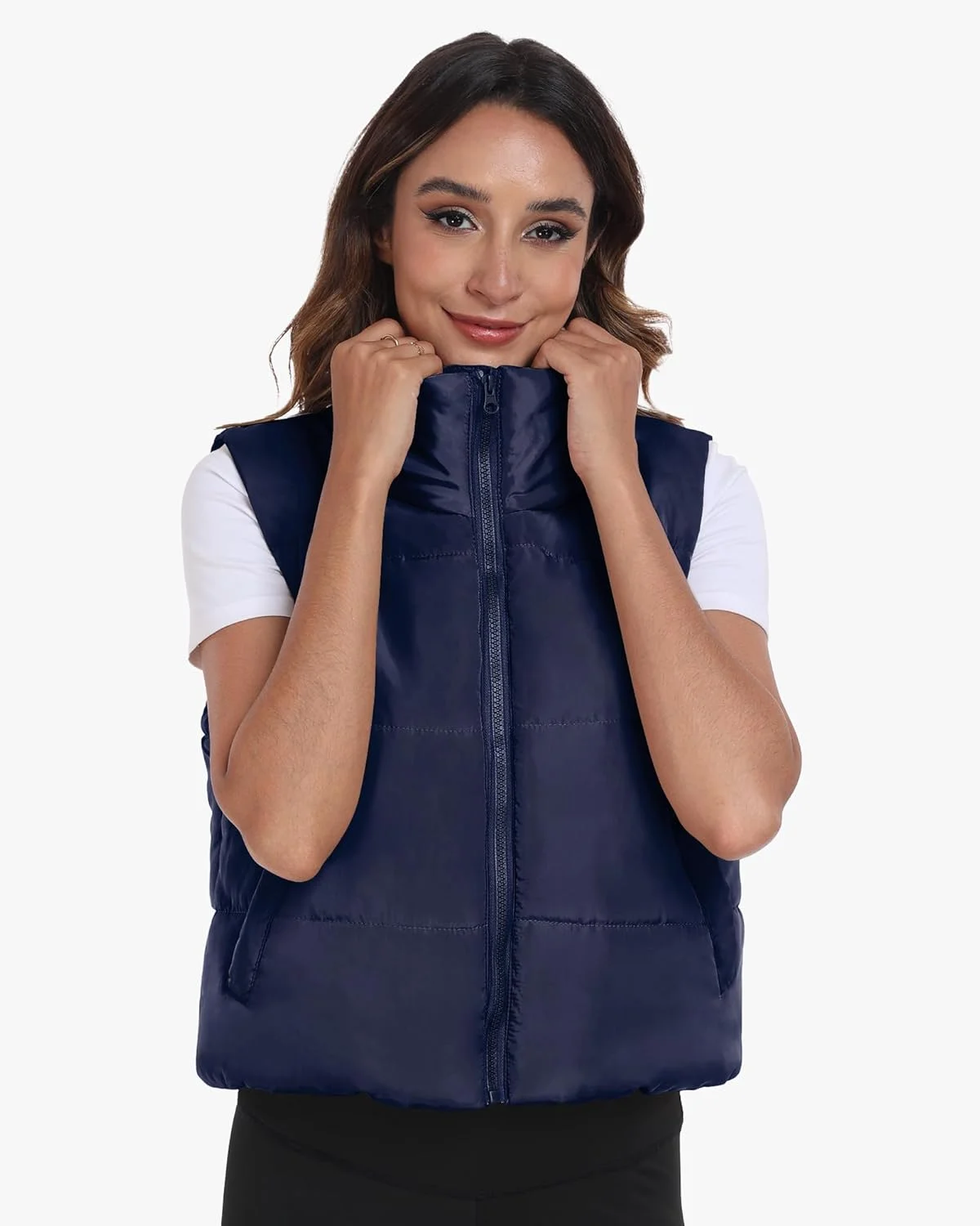 وست پفی زنانه Memorose، ژاکت بیرونی زمستانی، بدون آستین کوتاه، کت مد روز سبک وزن پاییزی با جیب