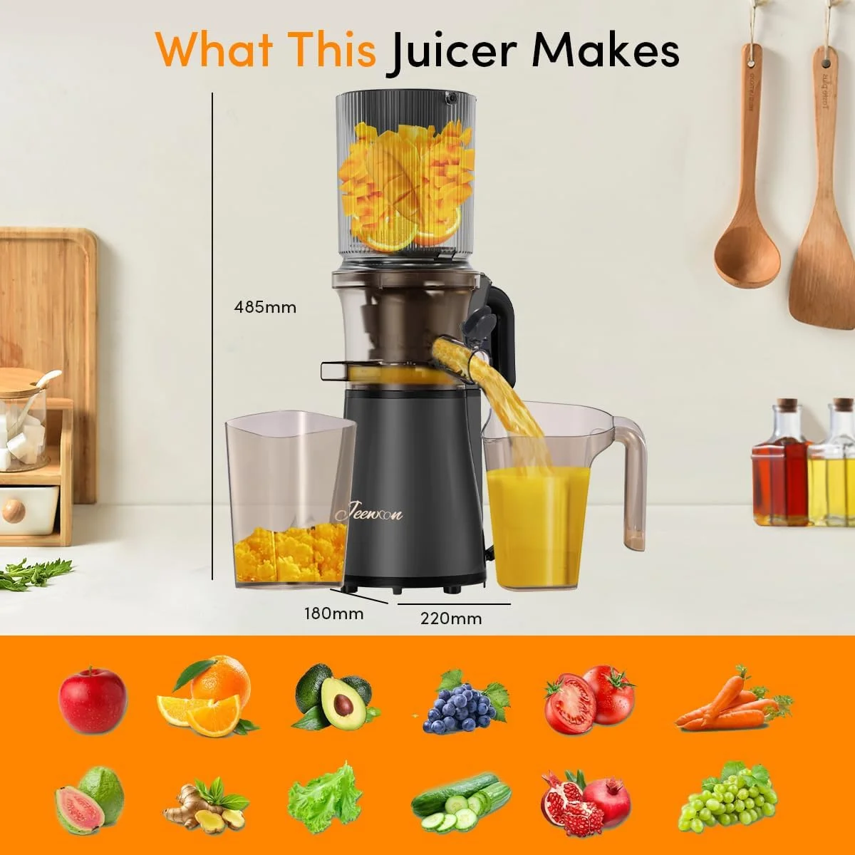 دستگاه آبمیوه گیری، آبمیوه گیری آرام با پرس سرد با دهانه ورودی پهن 120 میلی متری مناسب برای میوه ها و سبزیجات کامل، آبمیوه گیری 200 واتی، پرس سرد 6 مرحله ای، جداسازی خودکار تفاله، تمیز کردن آسان دستگاه آبمیوه گیری، آبمیوه گیری آرام با پرس سرد با دهانه ورودی پهن 120 میلی متری مناسب برای میوه ها و سبزیجات کامل، آبمیوه گیری 200 واتی، پرس سرد 6 مرحله ای، جداسازی خودکار تفاله، تمیز کردن آسان