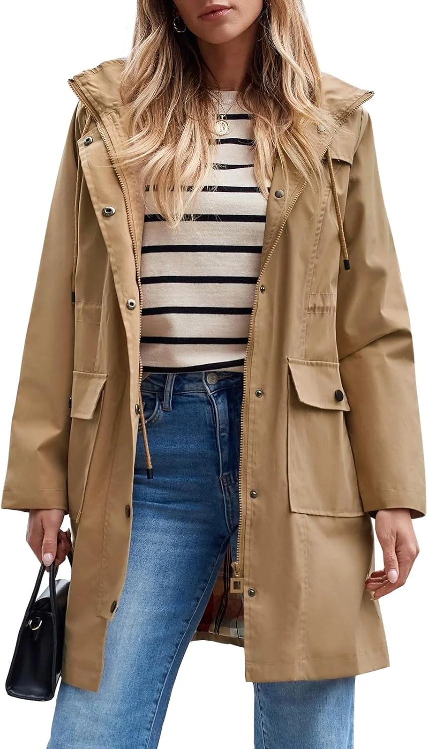 SaphiRose ژاکت بارانی ضد آب زنانه، سبک وزن، مناسب فعالیت های فضای باز با کلاه جداشدنی SaphiRose ژاکت بارانی ضد آب زنانه، سبک وزن، مناسب فعالیت های فضای باز با کلاه جداشدنی