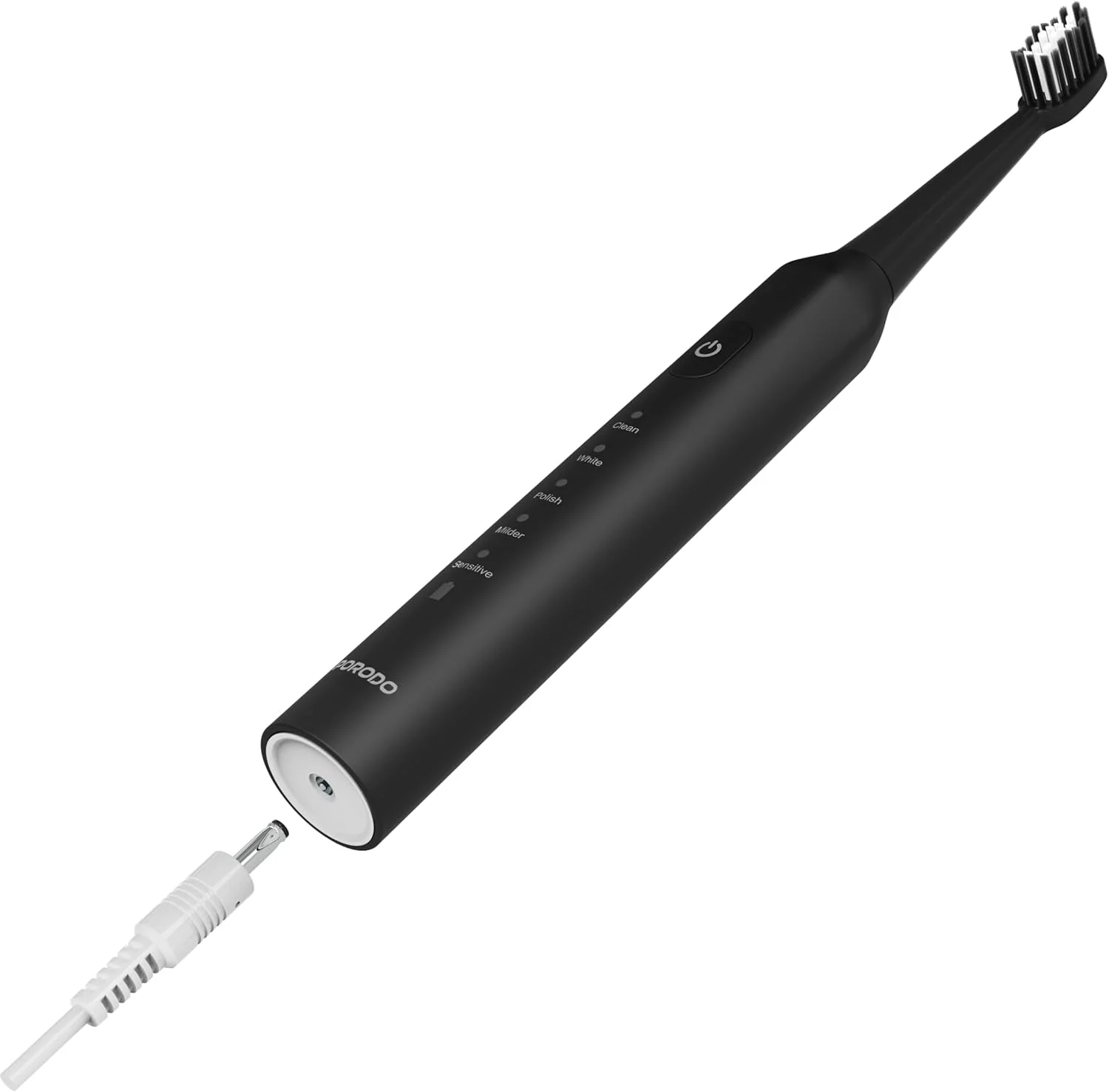مسواک برقی دبلیو-سونیک Porodo، ۱۸۰۰۰-۲۰۰۰۰ لرزش در دقیقه، IPX7، باتری ۵۰۰ میلی آمپر ساعت، عمر باتری ۵۰ روزه، ۵ حالت، تایمر هوشمند چهار قسمتی، عملکرد کم صدا ۵۵ دسی بل - مشکی