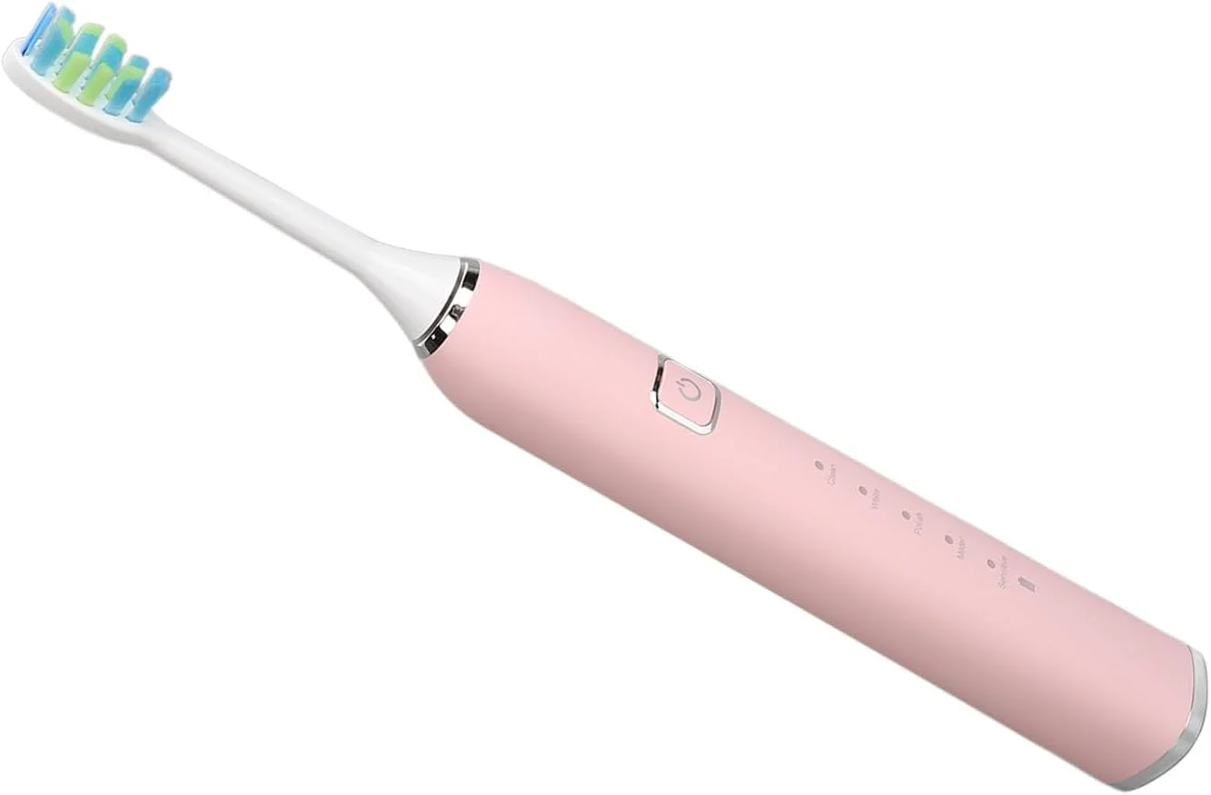 مسواک برقی POENVFPO با 5 حالت و استاندارد IPX7 و پایه شارژ (صورتی)
