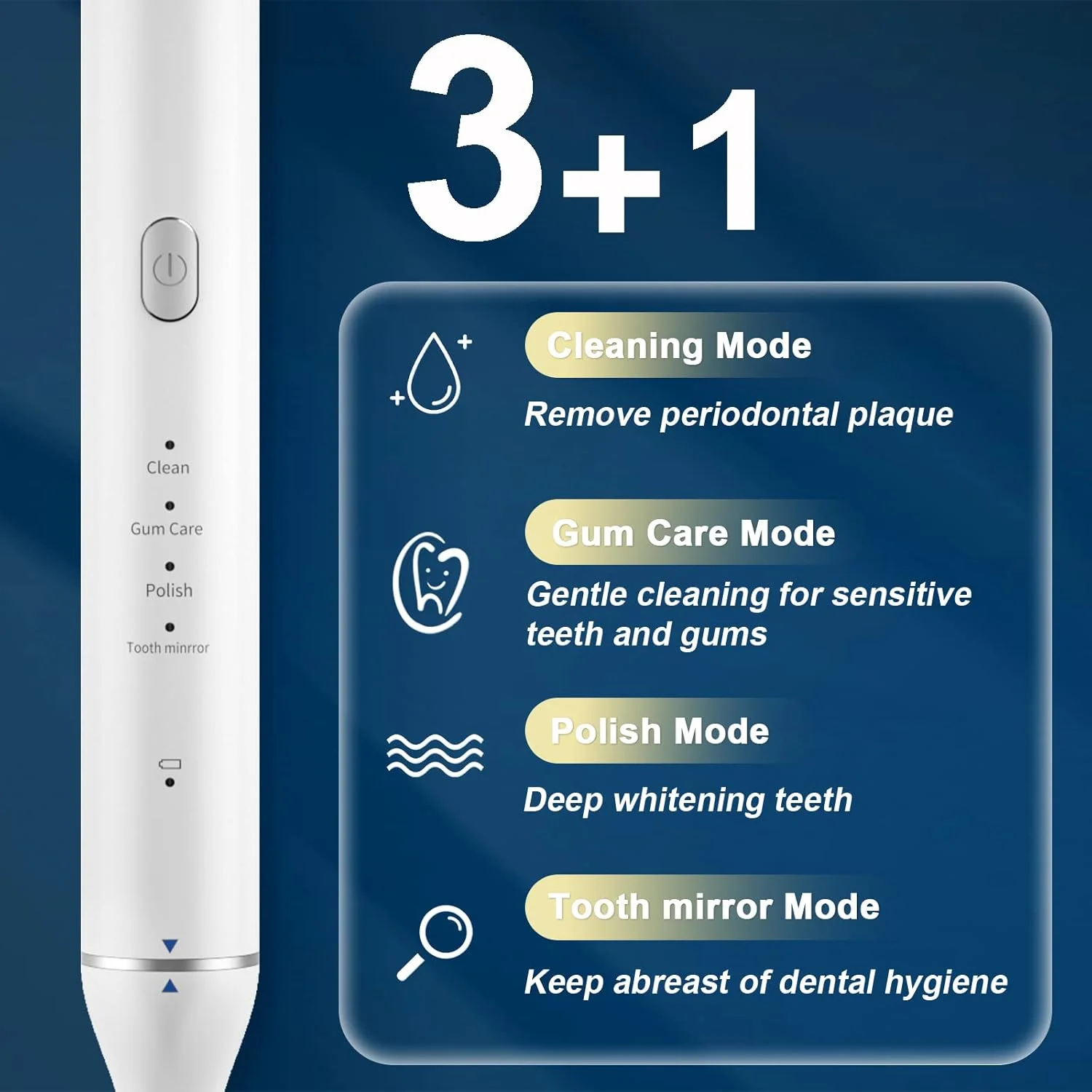 مسواک برقی صوتی PTHTECHUS - مسواک برقی تصویری برای بزرگسالان و کودکان، مسواک برقی با 3 حالت و تایمر - ضد آب IPX7، باتری با ماندگاری طولانی 45 روزه با اپلیکیشن