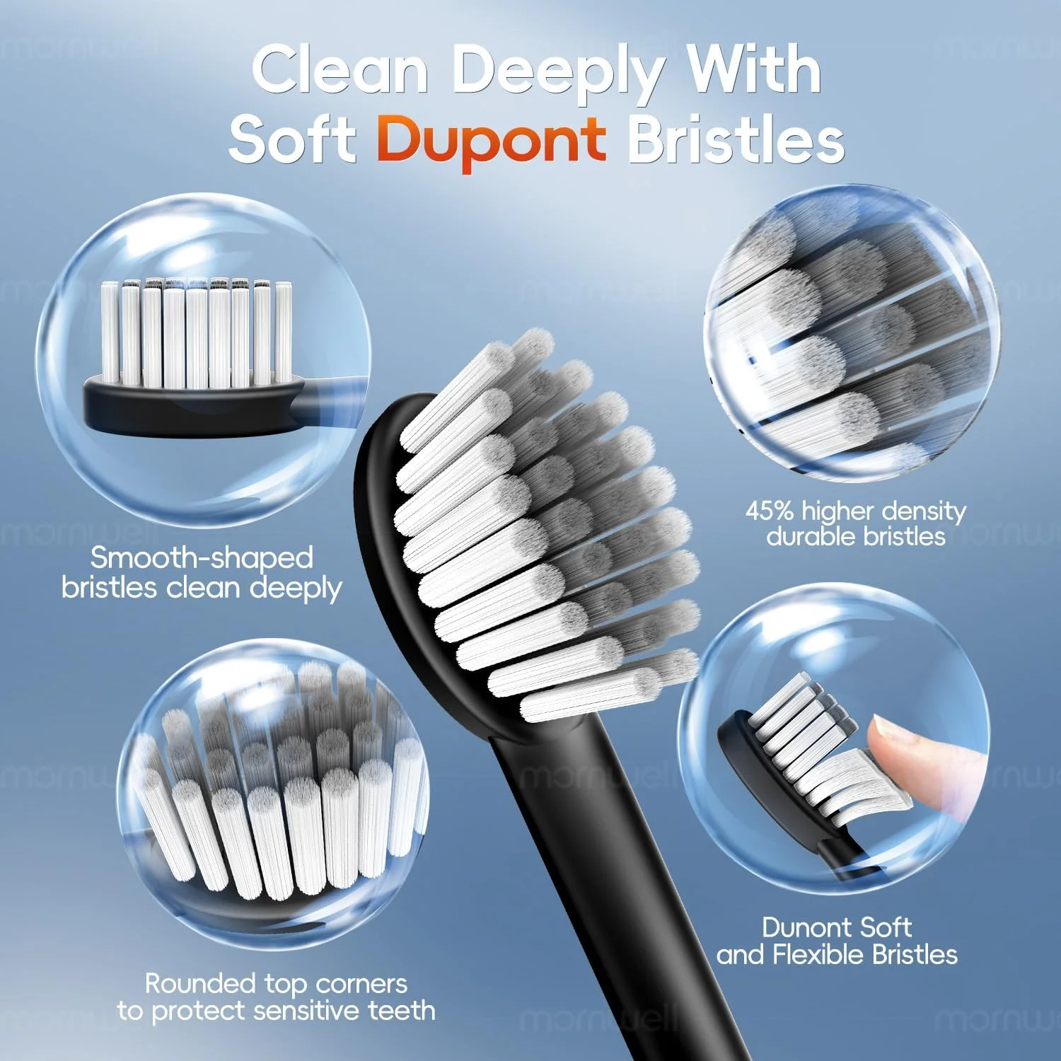 مسواک برقی، مسواک الکترونیکی سونیک قابل شارژ برای بزرگسالان (مشکی، بزرگ)