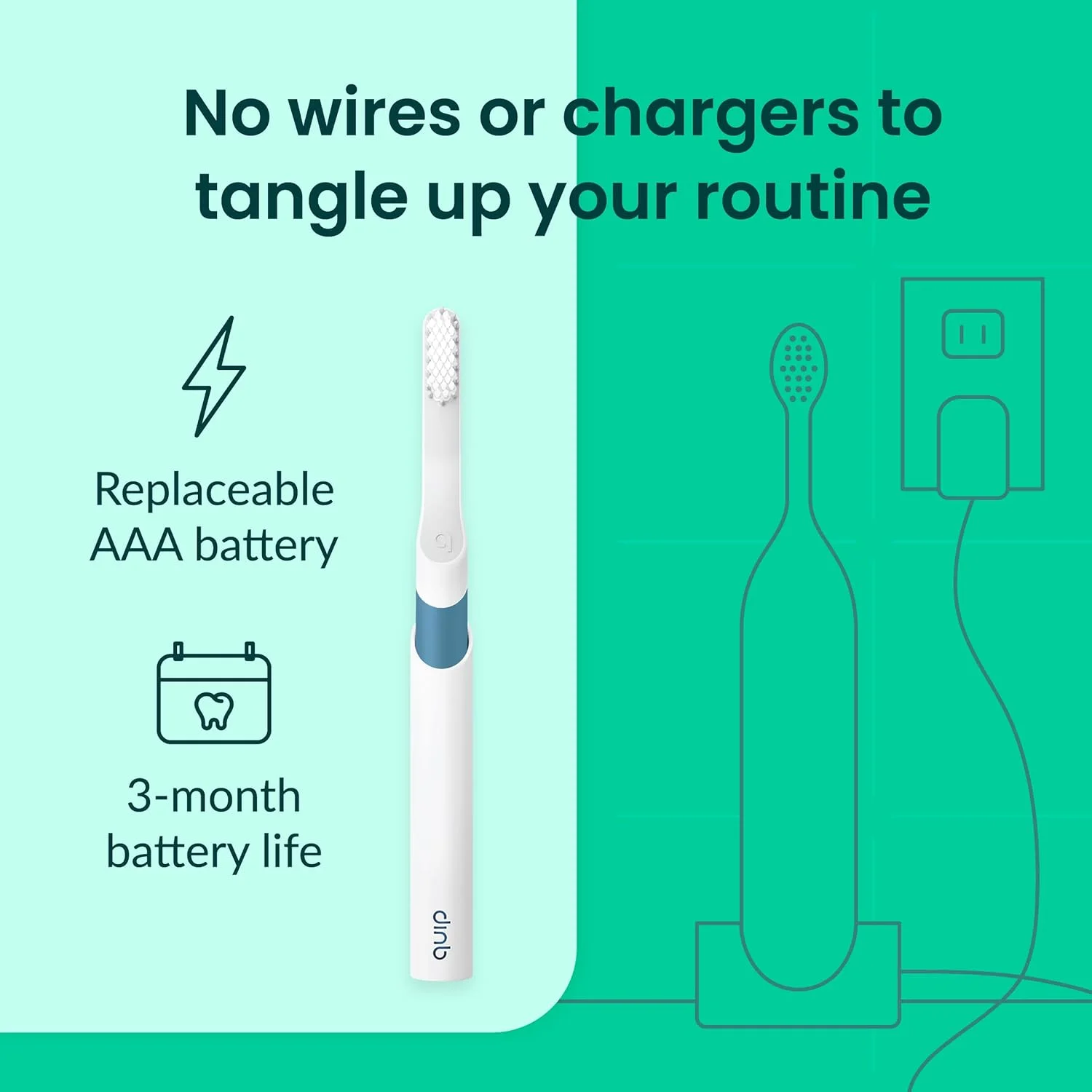 مسواک صوتی پلاستیکی Quip برای بزرگسالان به همراه یک سر برس اضافی - آبی دریایی مسواک صوتی پلاستیکی Quip برای بزرگسالان به همراه یک سر برس اضافی - آبی دریایی