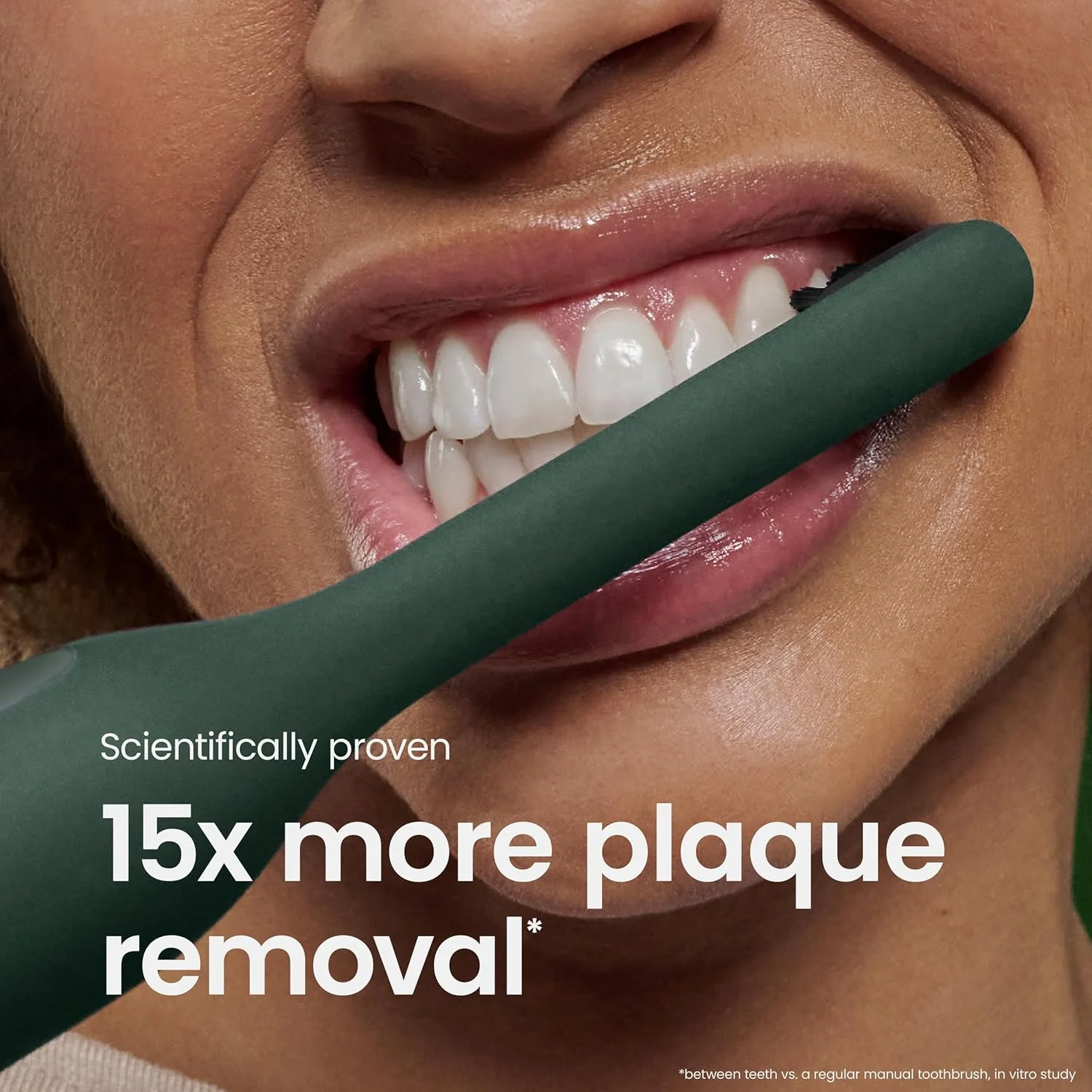 مسواک برقی هوشمند صوتی Quip Ultra نسل جدید - مسواک برقی زمان‌دار برای بزرگسالان - سر برس قابل تعویض، موهای نرم، دسته سیلیکونی، عمر باتری 30 روزه، کیف مسافرتی - سبز خزه‌ای