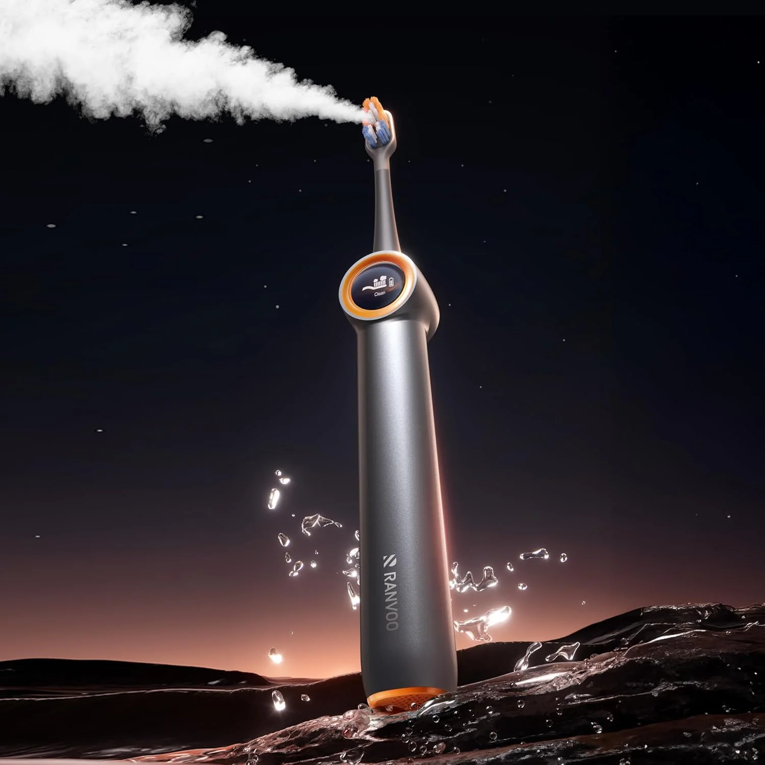 مسواک برقی سونیک ایرجت حباب دار RANVOO [2 در 1، ارتعاشی و نخ دندان]، حذف 100% پلاک، سفید، محافظت از لثه، تمیز کننده دندان های ارتودنسی، قابل شارژ، هدیه با 2 سر برس نرم، خاکستری