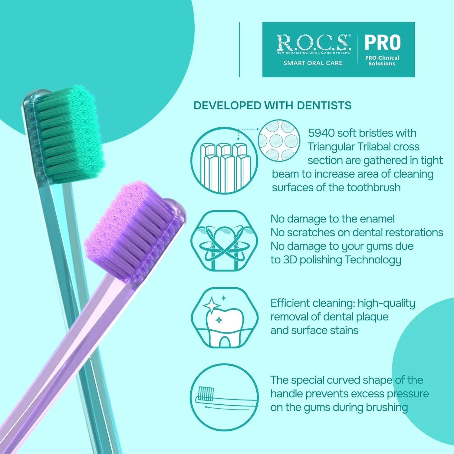 مسواک نرم 5940 R.O.C.S. PRO - سیستم مسواک زدن هوشمند - توسعه یافته با همکاری دندانپزشکان - مسواک زدن هوشمند - برس های با کیفیت مسواک نرم 5940 R.O.C.S. PRO - سیستم مسواک زدن هوشمند - توسعه یافته با همکاری دندانپزشکان - مسواک زدن هوشمند - برس های با کیفیت