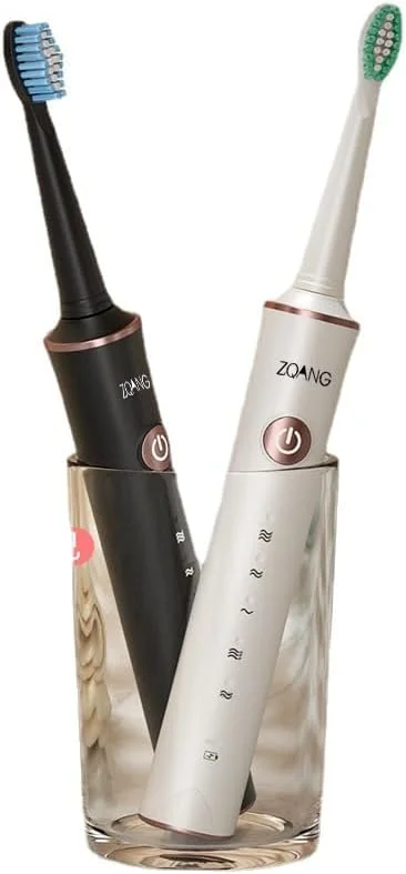 مسواک برقی قابل شارژ، مسواک الکترونیکی با پاکسازی عمیق، ضد آب IPX7، مسواک التراسونیک، مسواک برقی قابل حمل (مشکی، 226 میلی متر x 25 میلی متر)