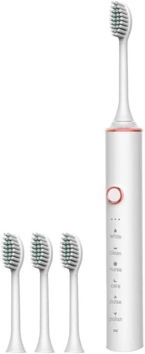 مسواک برقی شارژی، مسواک الکترونیکی تمیز کننده عمیق IPX7 ضد آب، با 4 سری جایگزین (سفید 4 برس + جعبه نگهداری، 220 x 25 میلی متر) مسواک برقی شارژی، مسواک الکترونیکی تمیز کننده عمیق IPX7 ضد آب، با 4 سری جایگزین (سفید 4 برس + جعبه نگهداری، 220 x 25 میلی متر)