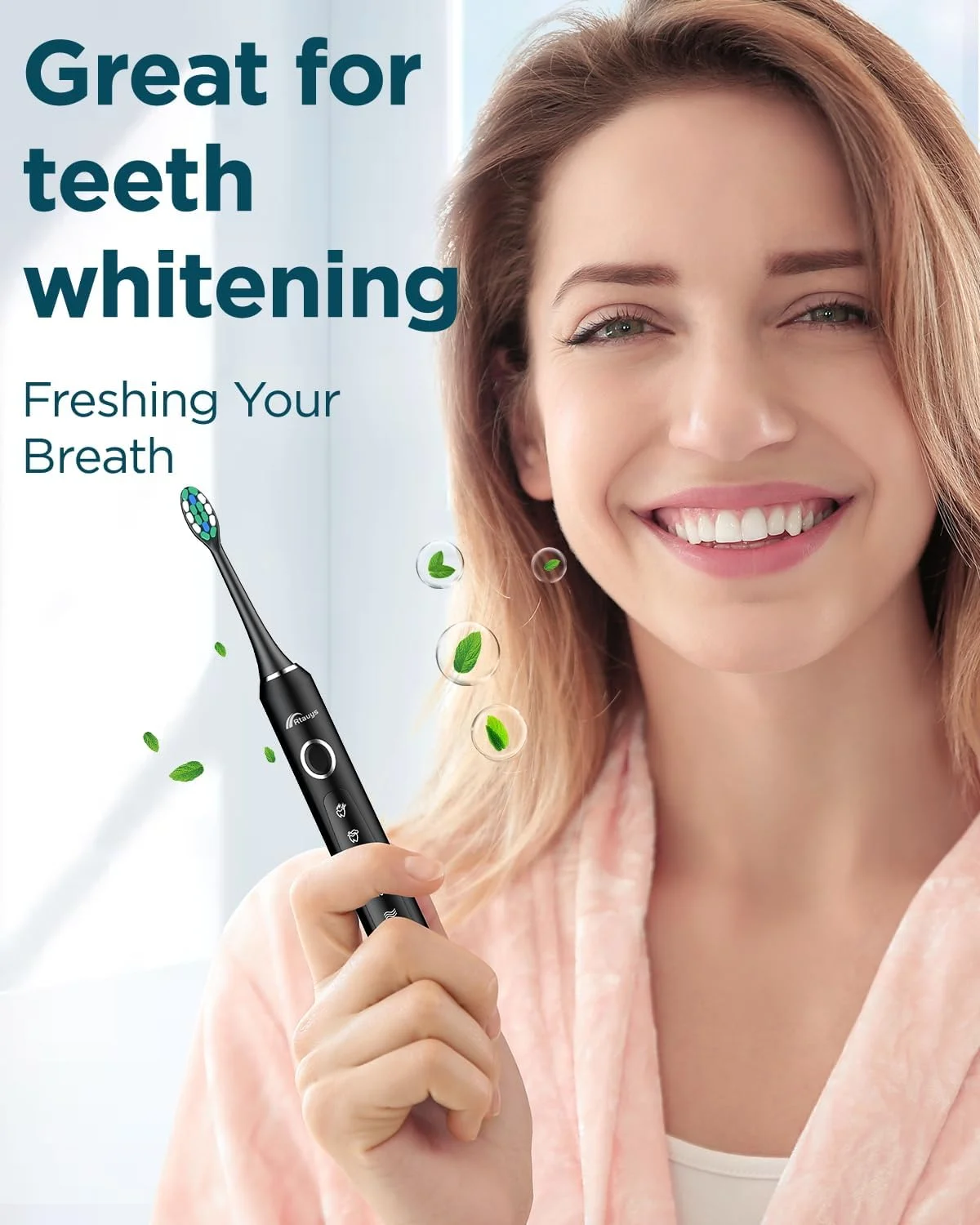 مسواک برقی صوتی Rtauys M5 برای بزرگسالان و کودکان - مسواک قابل شارژ با درپوش، 8 سری و کیف مسافرتی، 120 روز عمر باتری - مشکی نقره ای مسواک برقی صوتی Rtauys M5 برای بزرگسالان و کودکان - مسواک قابل شارژ با درپوش، 8 سری و کیف مسافرتی، 120 روز عمر باتری - مشکی نقره ای