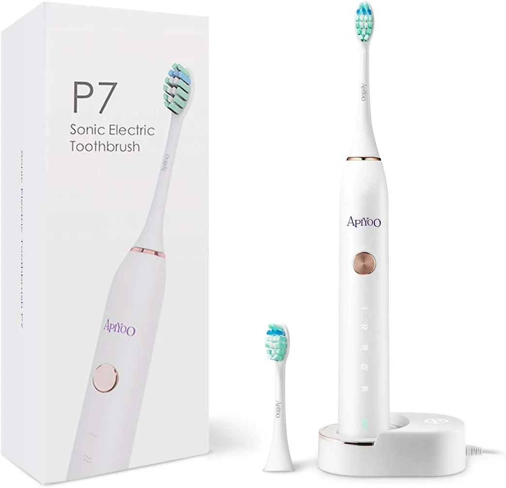 مسواک برقی سونیک قابل شارژ P7، ضدآب IPX7، دارای 5 حالت مسواک زدن، تایمر هوشمند 2 دقیقه ای برای بزرگسالان (سفید)