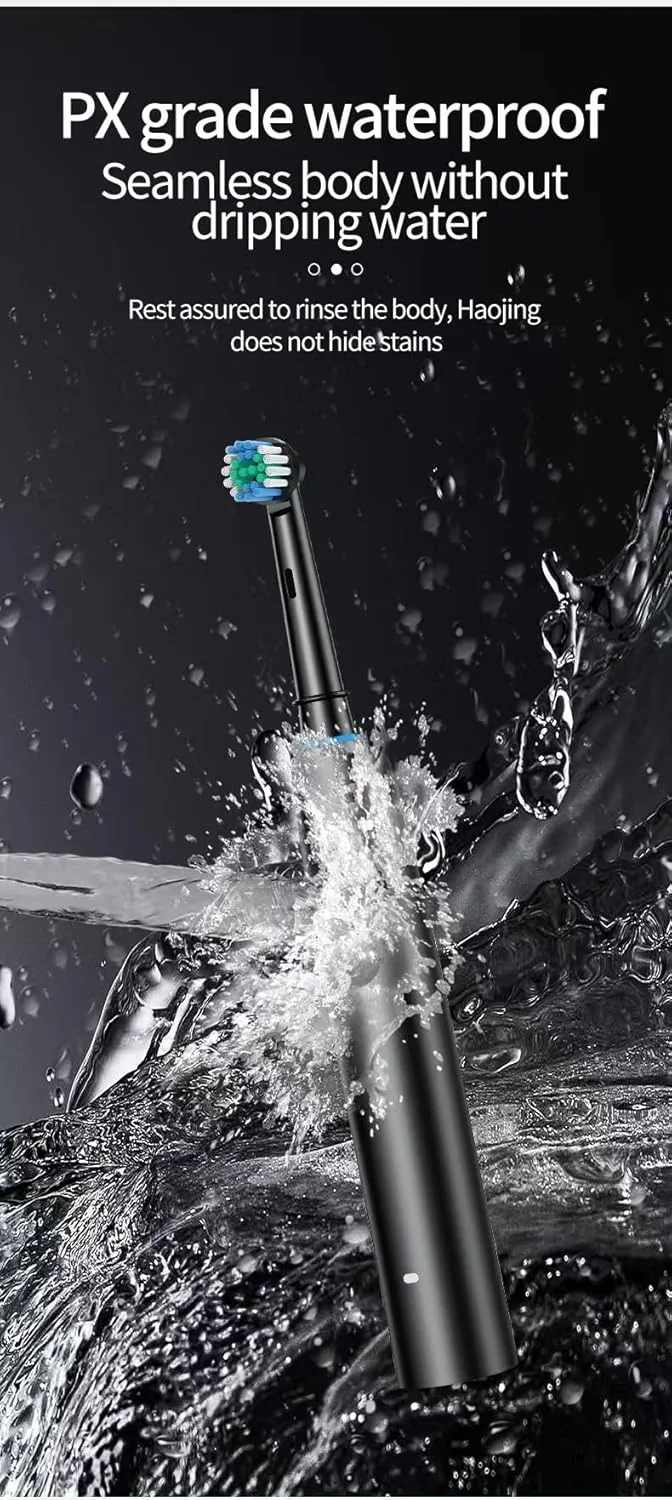 مسواک برقی چرخشی برای بزرگسالان با 8 سری (2 نوع)، 4 حالت تمیزکننده عمیق، با قابلیت شارژ و تایمر هوشمند 2 دقیقه ای، شارژ سریع (سفید)