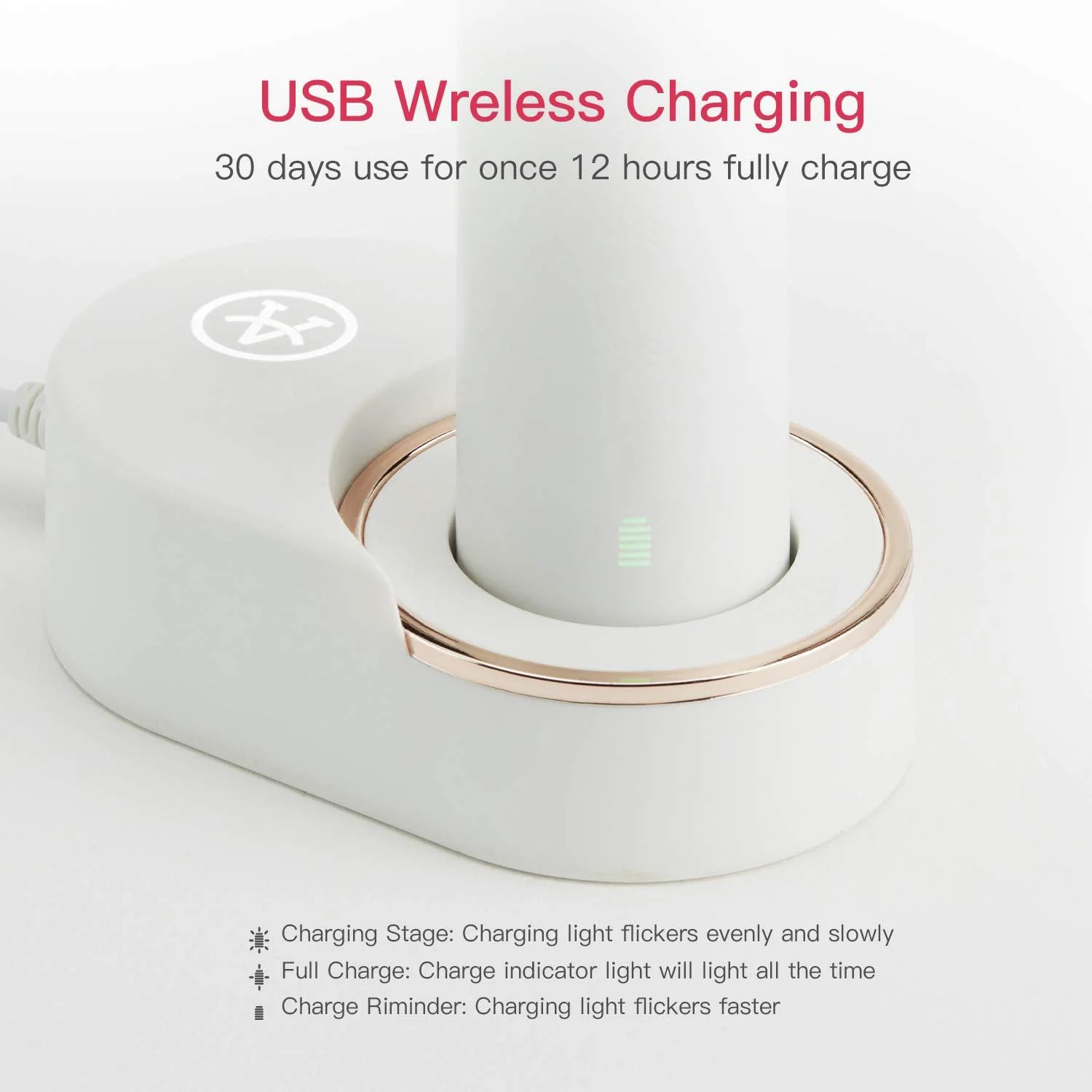 مسواک برقی سونیک قابل شارژ P7، ضدآب IPX7، دارای 5 حالت مسواک زدن، تایمر هوشمند 2 دقیقه ای برای بزرگسالان (سفید)