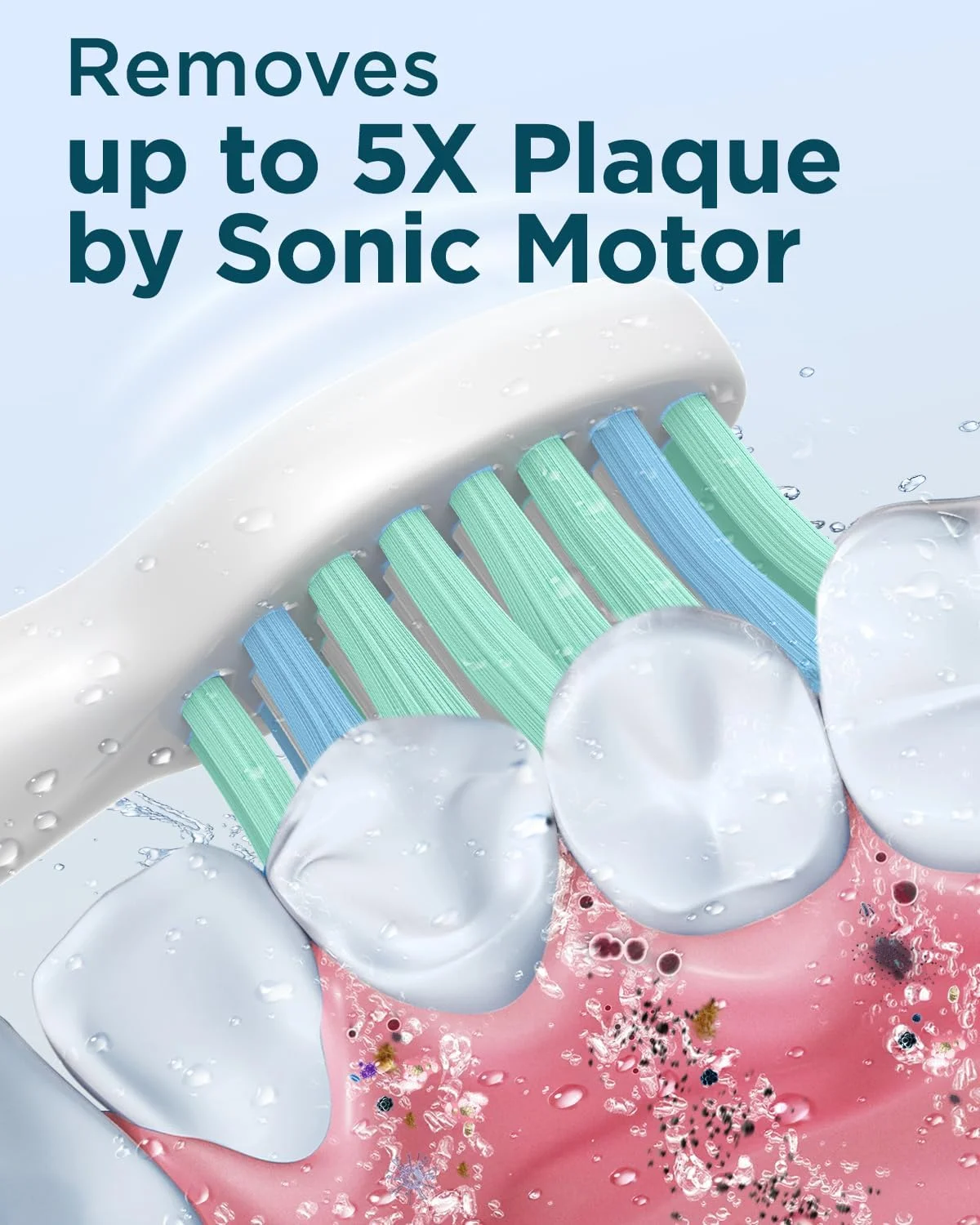 مسواک برقی سونیک Rtauys M5 برای بزرگسالان و کودکان - مسواک برقی قابل شارژ برای کودکان 12+ سال و بزرگسالان با 8 سری مسواک و کیف مسافرتی، 120 روز عمر باتری - سفید