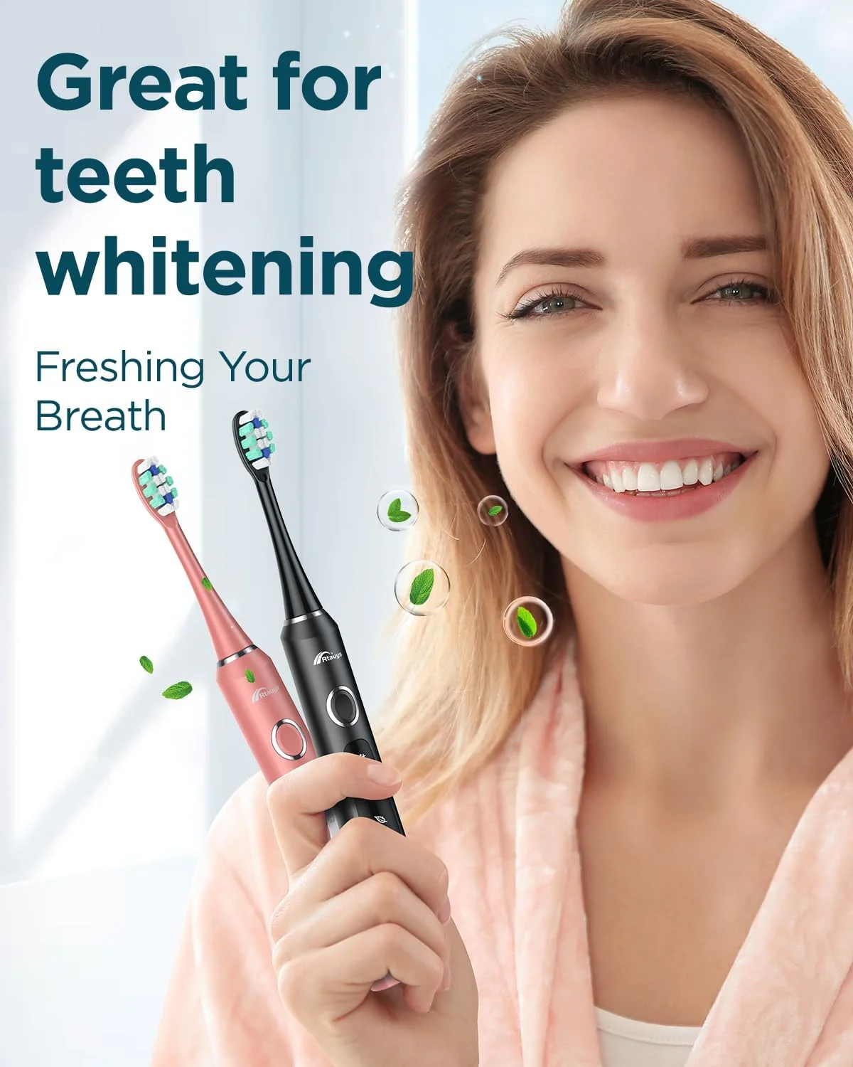 Rtauys بسته 2 عددی مسواک برقی برای بزرگسالان - 2 مسواک برقی شارژی با 12 سری مسواک و 2 کیف مسافرتی، مسواک برقی قدرتمند با پایه نگهدارنده، 120 روز عمر باتری - مشکی + گلبهی Rtauys بسته 2 عددی مسواک برقی برای بزرگسالان - 2 مسواک برقی شارژی با 12 سری مسواک و 2 کیف مسافرتی، مسواک برقی قدرتمند با پایه نگهدارنده، 120 روز عمر باتری - مشکی + گلبهی