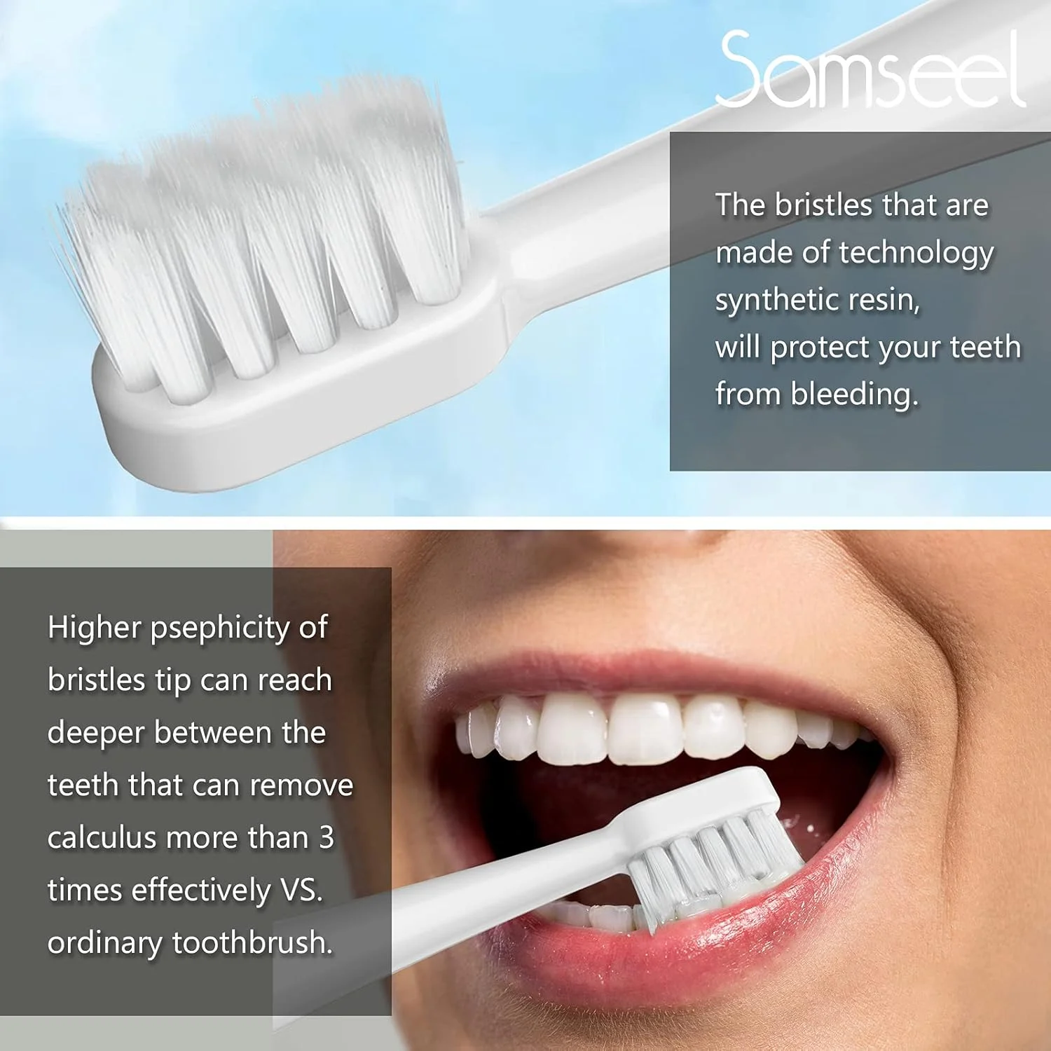 مسواک برقی صوتی Samseel (دو عددی، سفید و صورتی) با ماندگاری 90 روزه، مناسب سفر، ضد آب، طراحی مینی قابل حمل برای مراقبت روزانه از دهان و دندان، مناسب مسافرت های کاری و تعطیلات