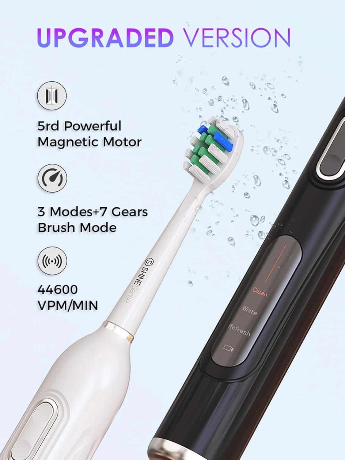 مسواک برقی سونیک با 6 سری مسواک برای بزرگسالان و کودکان، عمر باتری 120 روزه، تایمر هوشمند 3+7 حالته، ضد آب IPX7، مسواک قابل شارژ USB برای استفاده در خانه و مسافرت