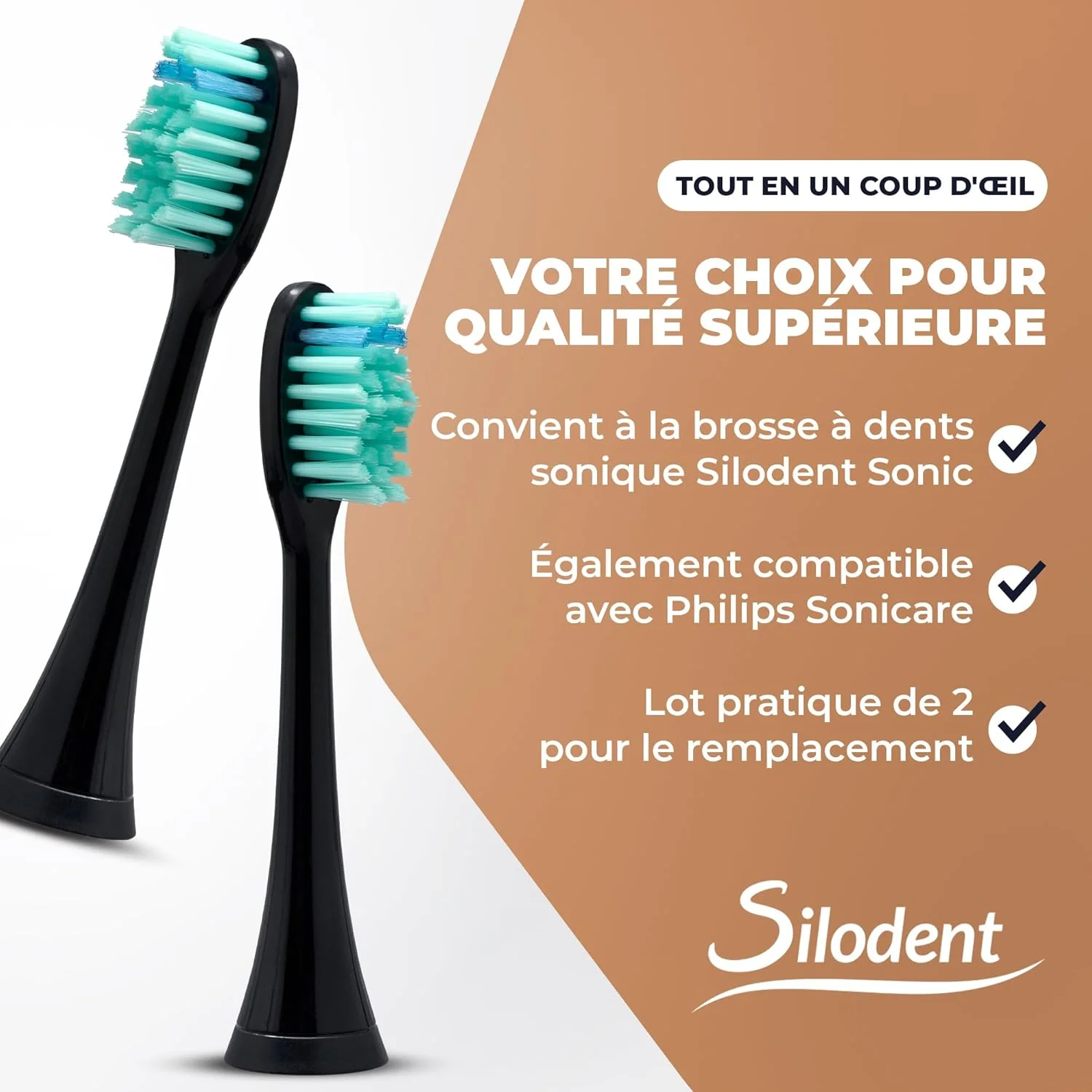 مسواک برقی سونیک Silodent، سری مسواک با برس های ضد عفونی کننده برای مسواک برتر، آبی نیمه شب با 5 برنامه و کیف مسافرتی، سری برس سازگار با Philips Sonicare