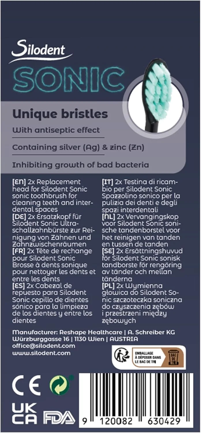مسواک برقی سونیک Silodent، سری مسواک با برس های ضد عفونی کننده برای مسواک برتر، آبی نیمه شب با 5 برنامه و کیف مسافرتی، سری برس سازگار با Philips Sonicare